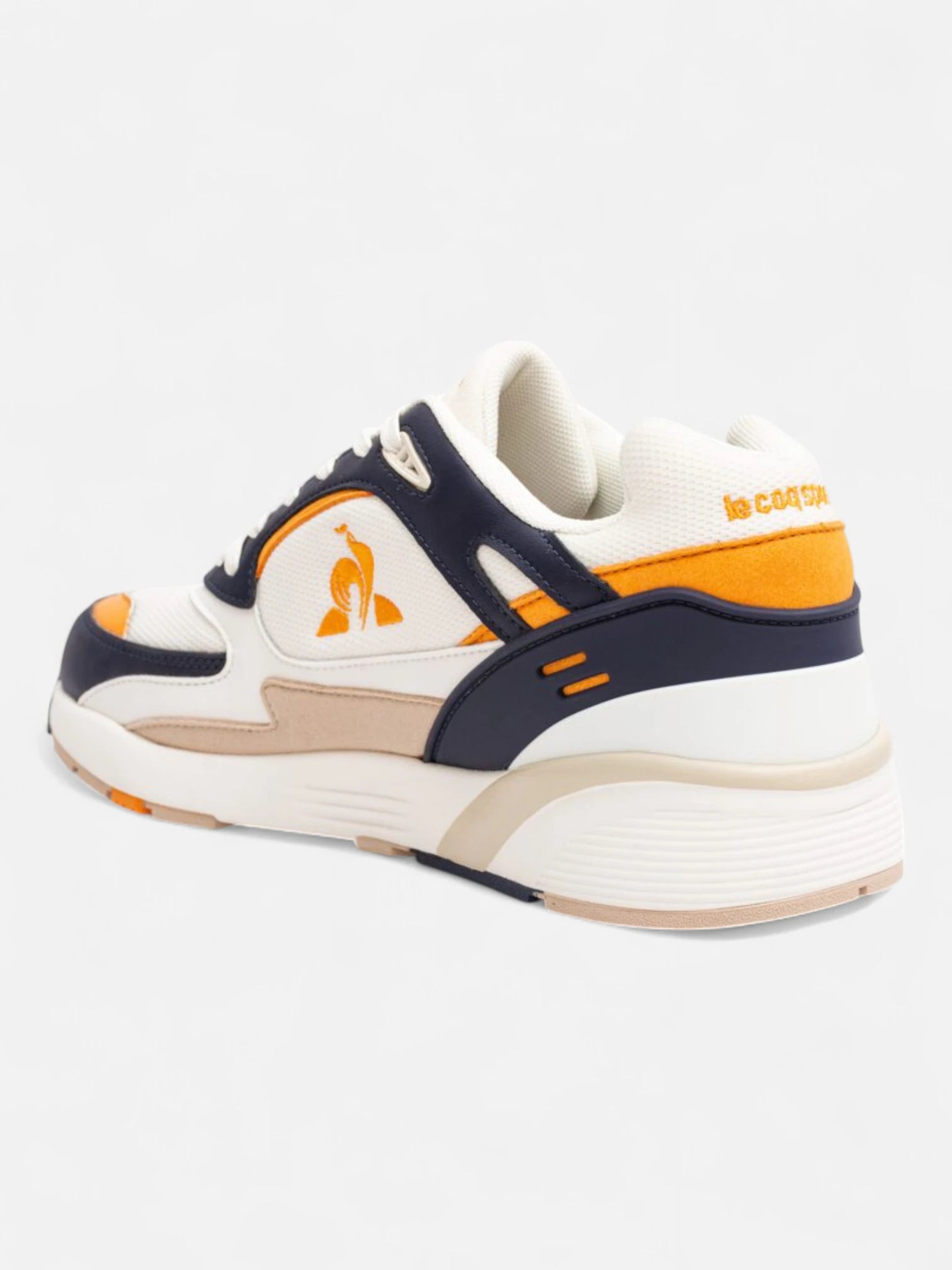 Le Coq Sportif R1100 Pop Sneakers - White, Blue & Orange Running Shoes for Men & Women | Perfect for Jogging, Gym & Casual Wear