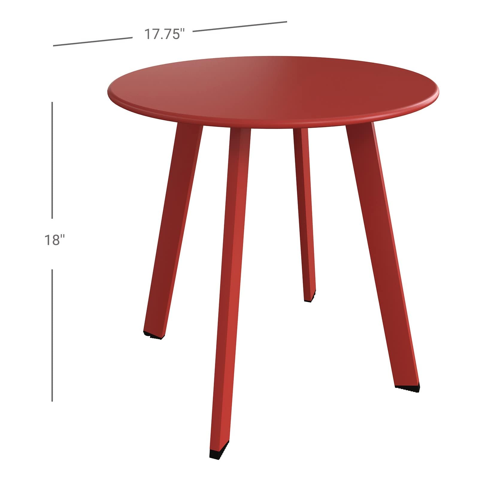 **Round Steel Patio Coffee Table Set - Weather Resistant Outdoor Nesting Tables (1 Large Side Table + 1 Small End Table) - Red (2-Piece) - Perfect for Garden, Deck, Poolside & Patio Furniture**