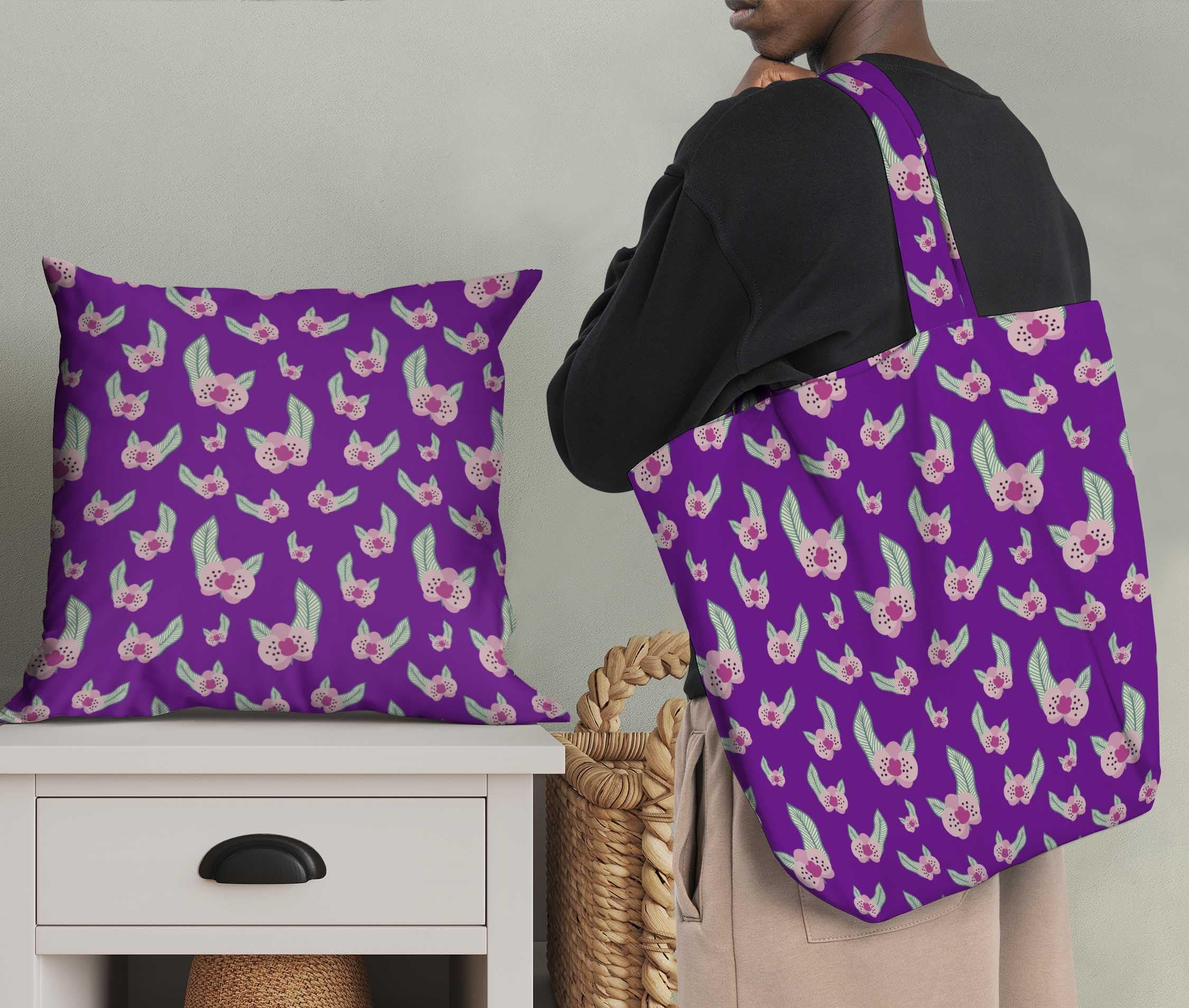 Soimoi Moss Georgette Purple Fabric by The Yard - 42 Inch Wide Printed Fabric with Artistic Leaf & Floral Design for DIY Fashion, Home Decor, and Craft Projects - Elegant Draping Material for Dresses, Curtains, and Scarf Making