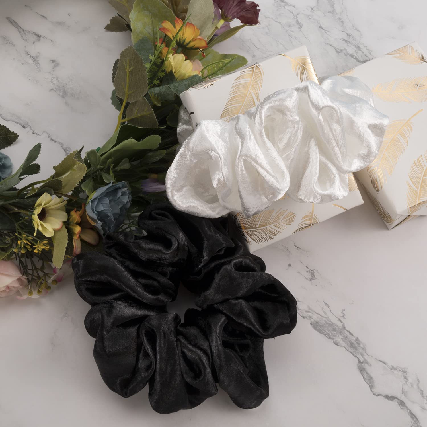 ALIBA COLLECTION Mulberry Silk Hair Scrunchies - No Damage Hair Ties for Fine & Curly Hair - Soft Silk Ponytail Holders for Women & Girls - Perfect for Sleep, Workout, and Everyday Hair Care