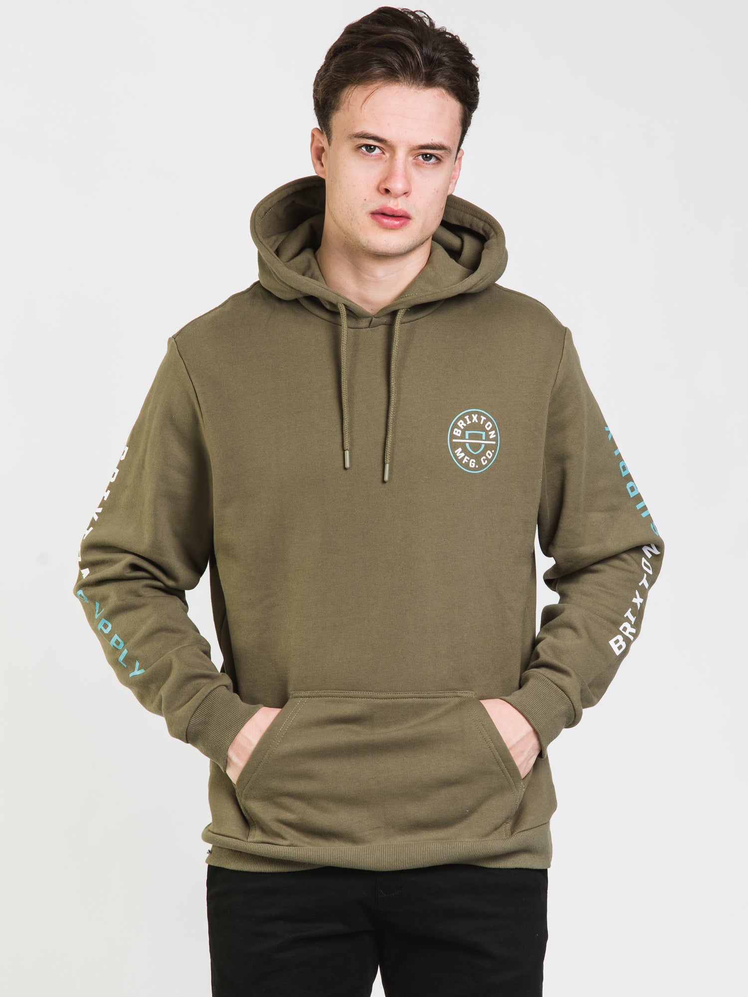 BRIXTON CREST PULLOVER HOODIE - Men's Casual Zip Up Sweatshirt | Winter Warm Fleece Lined Jacket for Outdoor Activities & Streetwear Fashion