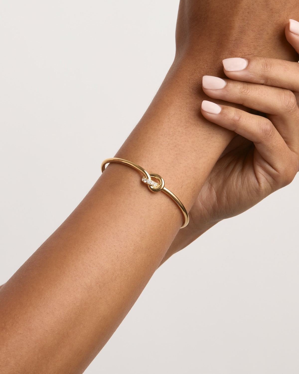 18K Gold Vermeil Love Knot Cuff Bracelet with Lab-Grown Diamonds - Elegant Gift for Anniversary, Valentine's Day & Special Occasions