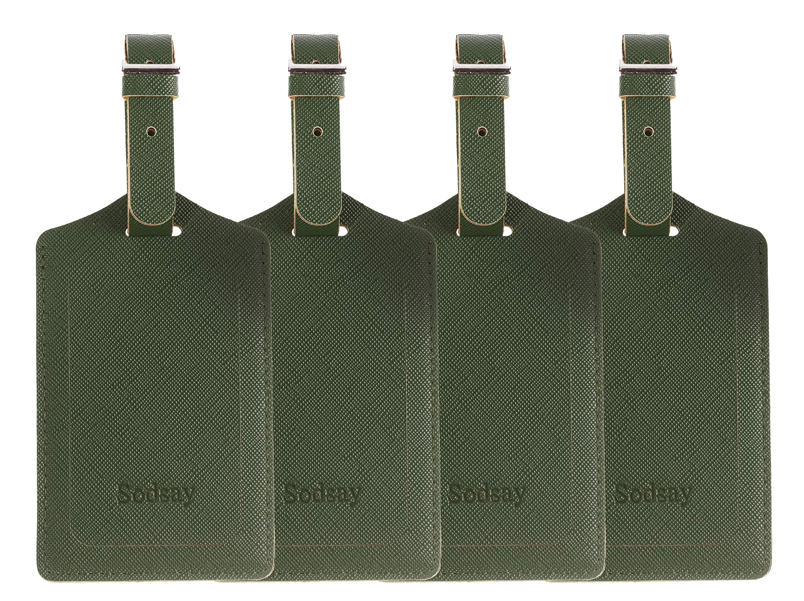 Premium Leather Luggage Tags for Travel - 4-Piece Set with Durable Design & Customizable ID Window | Perfect for Suitcases, Backpacks & Carry-On Bags