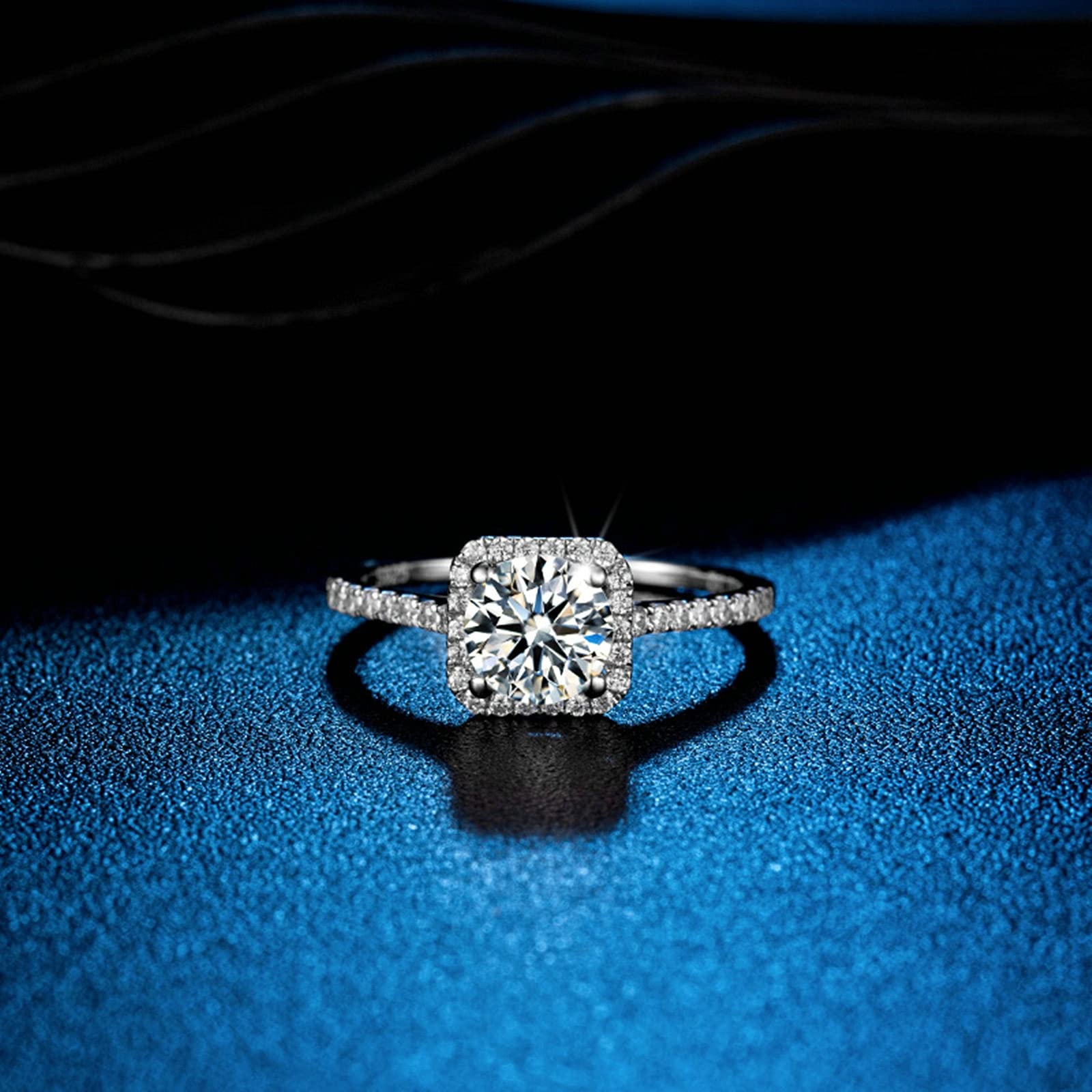 9K White Gold Moissanite Engagement Ring for Women - 1ct Round Cut Wedding Band, Anniversary Gift for Mom, Size 4.5 - Perfect for Proposals, Weddings & Special Occasions