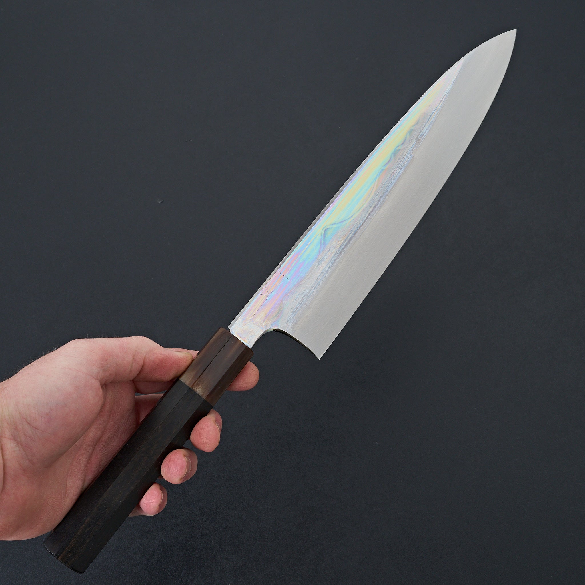 Hitohira Togashi White #1 Fuji Mizu Honyaki Gyuto 240mm Japanese Chef Knife with Taihei Ebony Handle & Saya (#099) - Perfect for Sushi, Sashimi & Precision Cutting in Professional Kitchens