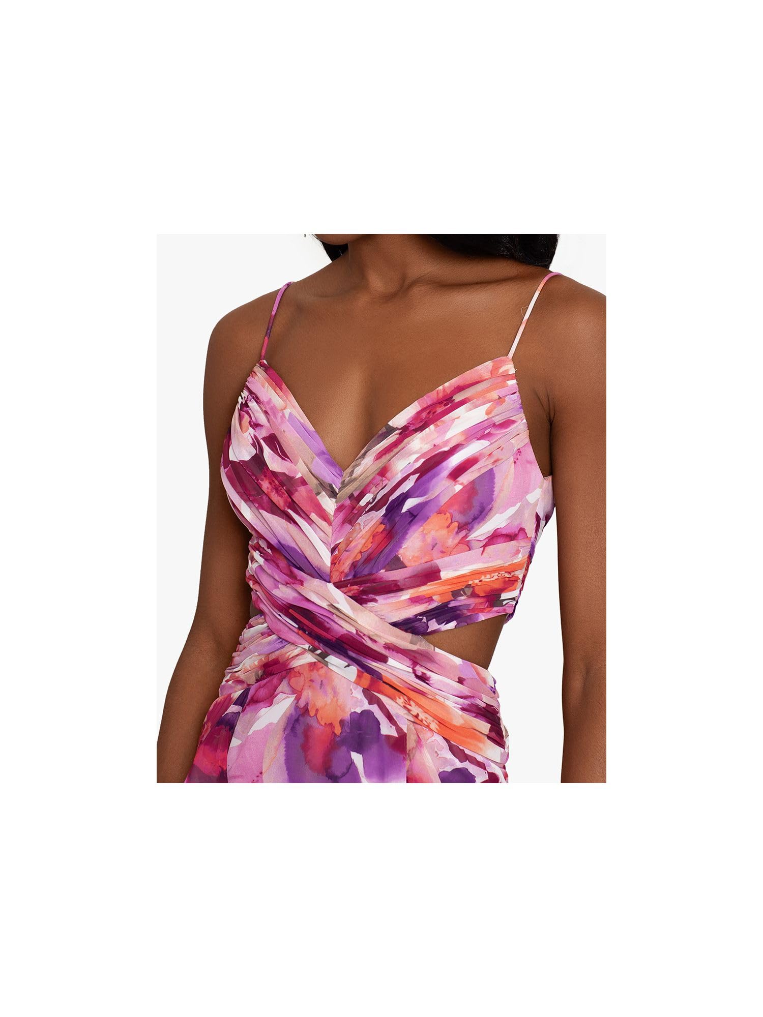 Xscape Women's Chiffon Cut-Out Evening Dress - Pink Size 12 | Elegant Formal Gown for Prom, Wedding Guest & Special Occasions