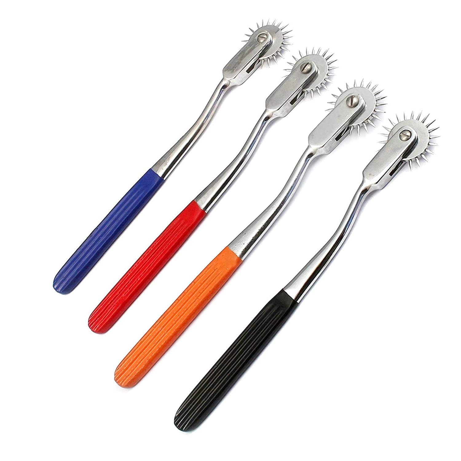 OdontoMed2011 4-Piece Diagnostic Hammer Set - Stainless Steel Pin Wheel, Wartenberg Wheel, Gear Roller with Color Handle for Neurological Testing & Reflex Exams - Perfect for Medical Professionals, Clinics & Home Health Care