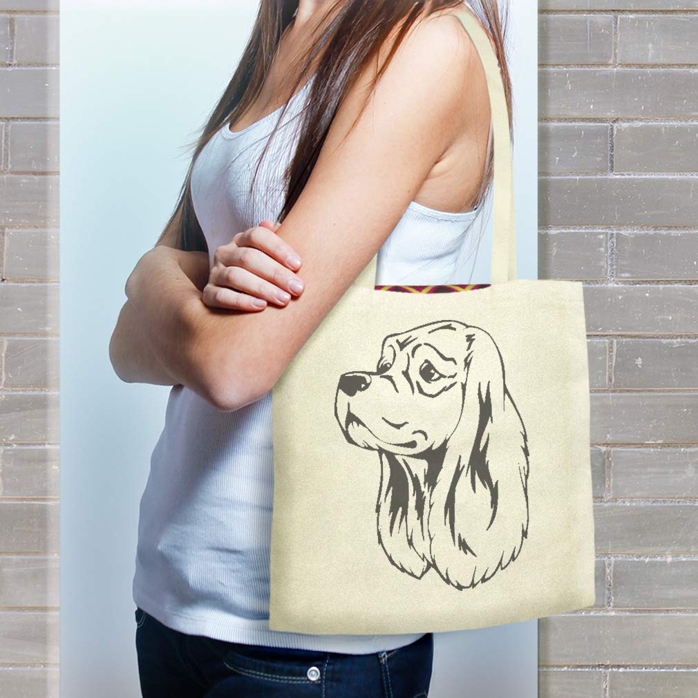 Custom Printed Canvas Tote Bag - American Cocker Spaniel Dog Design - Eco-Friendly Reusable Shopping & Beach Bag for Women - Perfect for Groceries, Travel, and Daily Use