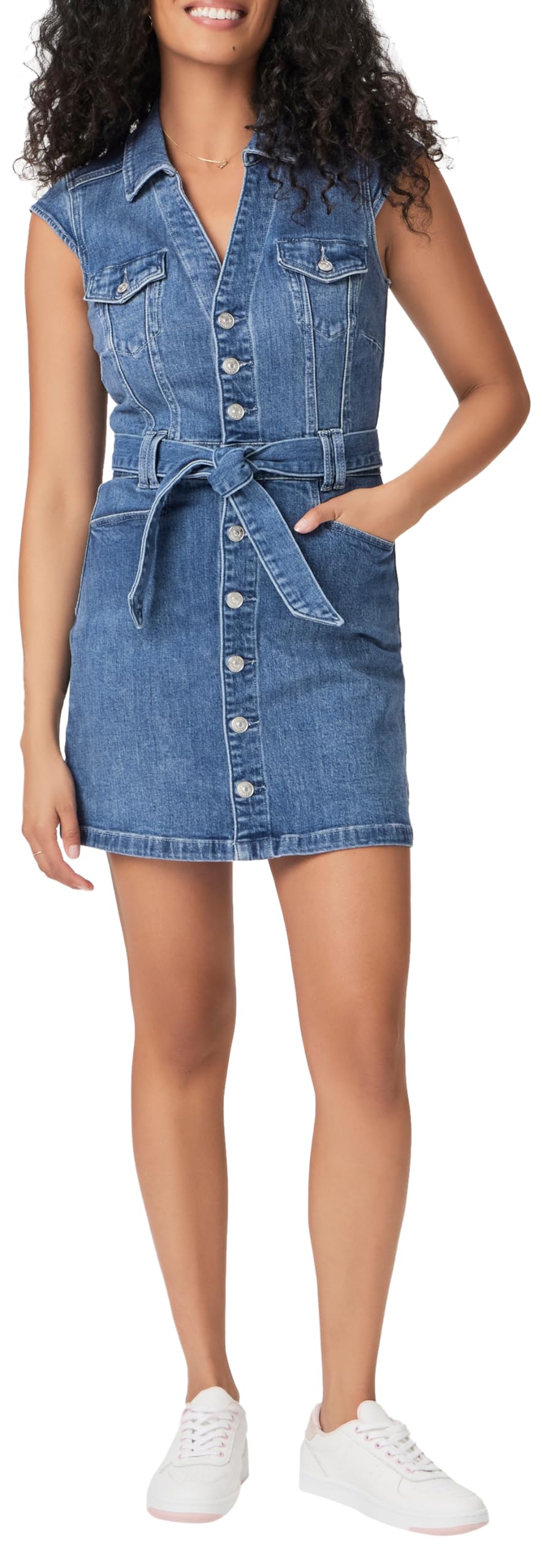 PAIGE Women's Jaxsyn Denim Dress with Pockets - Stylish Casual & Boho Chic Outfit for Summer, Date Night & Weekend Getaways