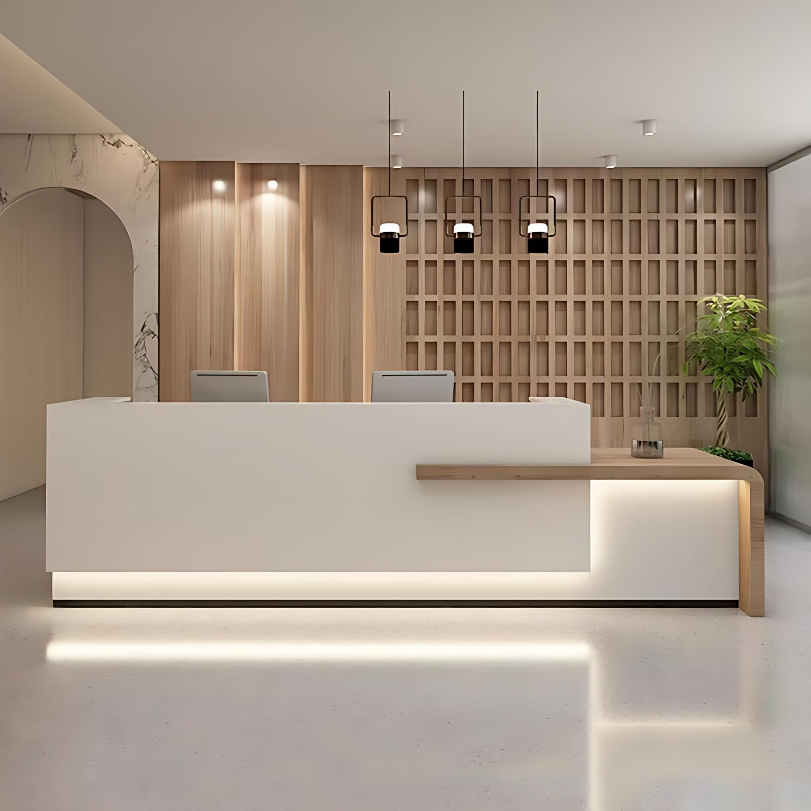 Modern Reception Desk with Hidden Lighting & Custom Logo - 84