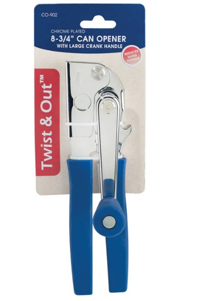 Winco Twist & Out Can Opener with Soft Grip Handle - Easy Open Kitchen Tool for Cans, Jars & Bottles - Perfect for Camping, Picnics & Everyday Use