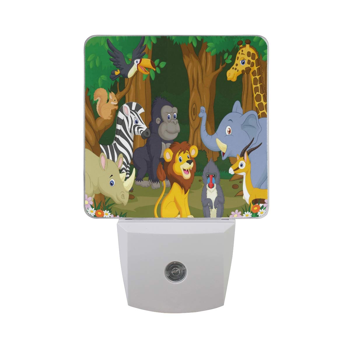 Vikko Jungle Wild Animal Cartoon Tiger Night Light - 2 Pack LED Plug-in Lamp with Dusk to Dawn Sensor for Kids & Adults - Perfect for Bedroom, Living Room, Hallway & Nursery Decor - Cute Nightlight for Safe Nighttime Navigation and Cozy Ambience