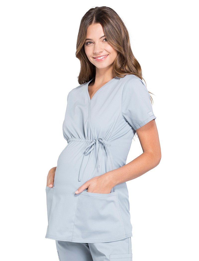 Cherokee Women's Professional Scrubs Top - Comfortable Maternity Mock Wrap Workwear WW685 for Nurses, Doctors & Healthcare Workers