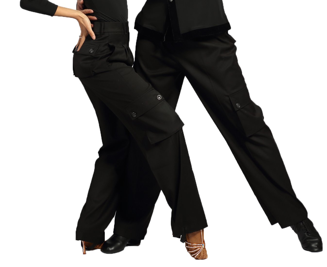SCGGINTTANZ G4005 Latin Modern Ballroom Dance Professional Straight Pocket Trousers Pants for Men and Women - Perfect for Competition, Performance, and Social Dancing
