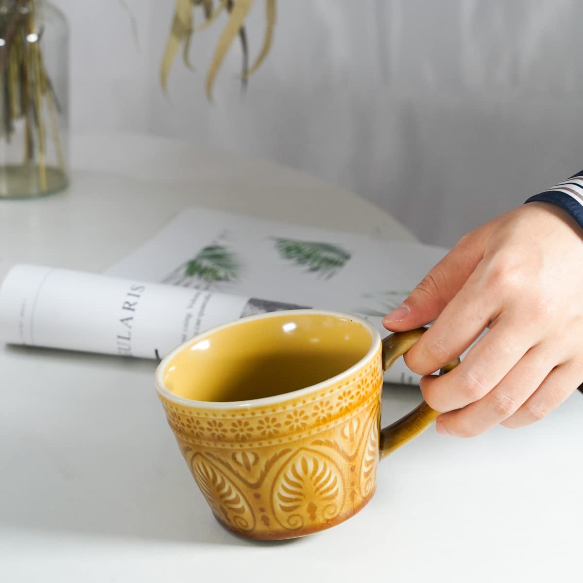 Premium Ceramic Coffee Mug with Unique Crack Design - 12oz Insulated Cup for Coffee, Tea, Latte & Hot Cocoa - Perfect Gift for Men & Women - Dishwasher & Microwave Safe - Ideal for Home, Office or Gifting