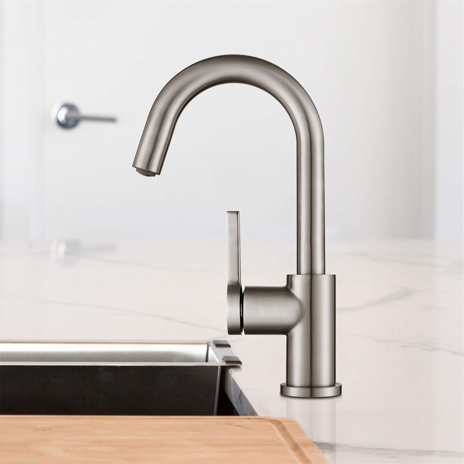 Brushed Nickel Bar Faucet with Built-in Soap Dispenser Set - A1010BN & ASF026BN - Perfect for Kitchen Sink, Wet Bar, and Commercial Use
