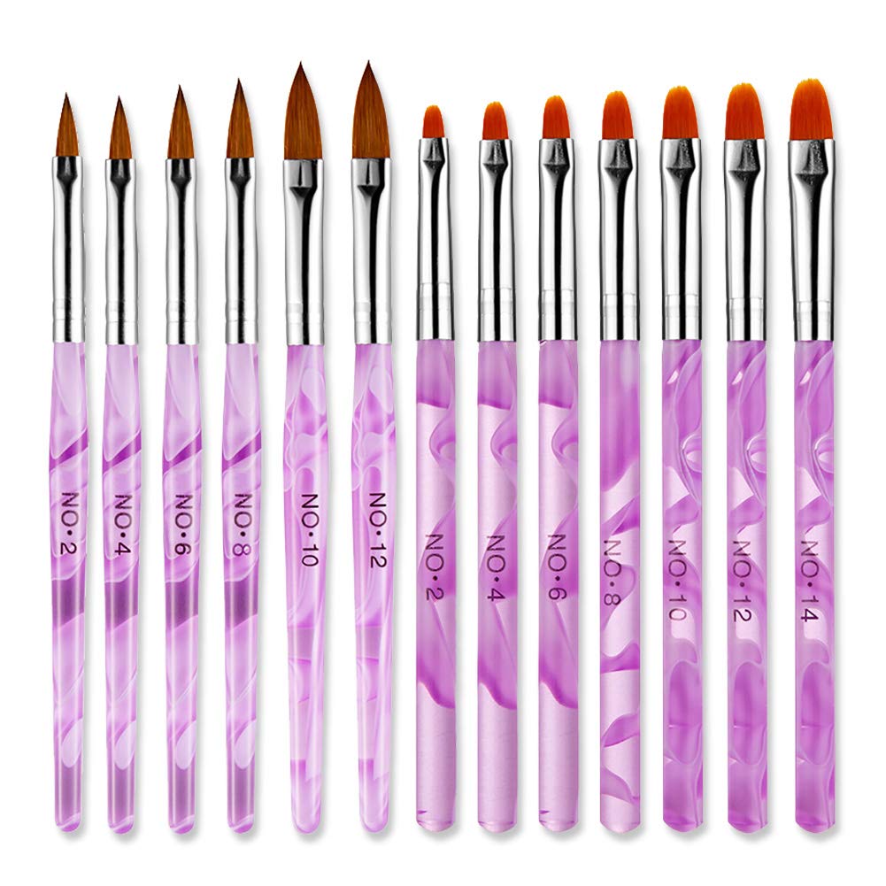 DANNEASY 13Pcs Professional Acrylic Nail Brush Set - UV Gel Builder Brush, Nail Design & Painting Kit for DIY Nail Art - Perfect for Salon, Home Manicure & Nail Extension