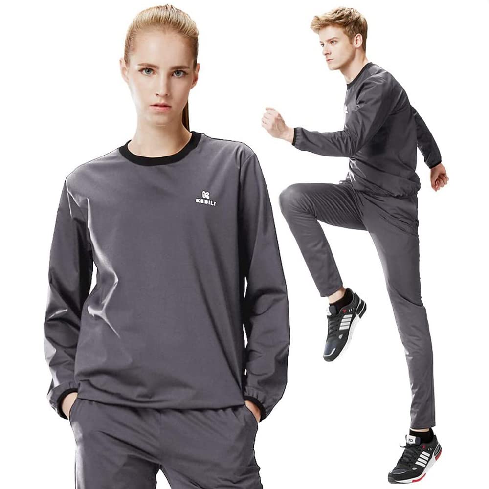 KEBILI Sauna Suit for Women & Men - Weight Loss Sweat Suit for Gym, Fitness & Fat Burn Training - Breathable Workout Top & Pants - Perfect for Hot Yoga, Running & Home Exercise