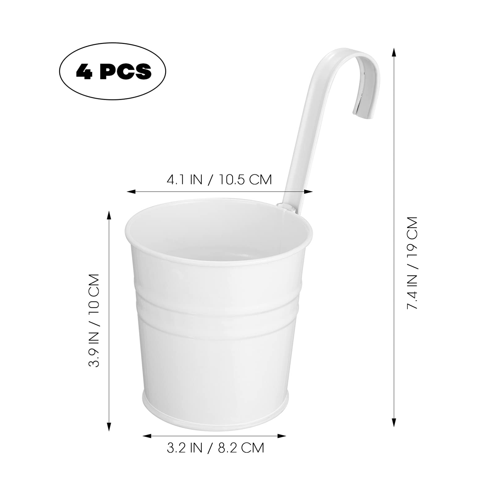 Cabilock 4-Piece Metal Hanging Planters with Hooks - Outdoor Balcony Railing Flower Pots for Plants, Herbs & Flowers - Perfect for Small Space Gardening, Patio Decor & Vertical Gardens