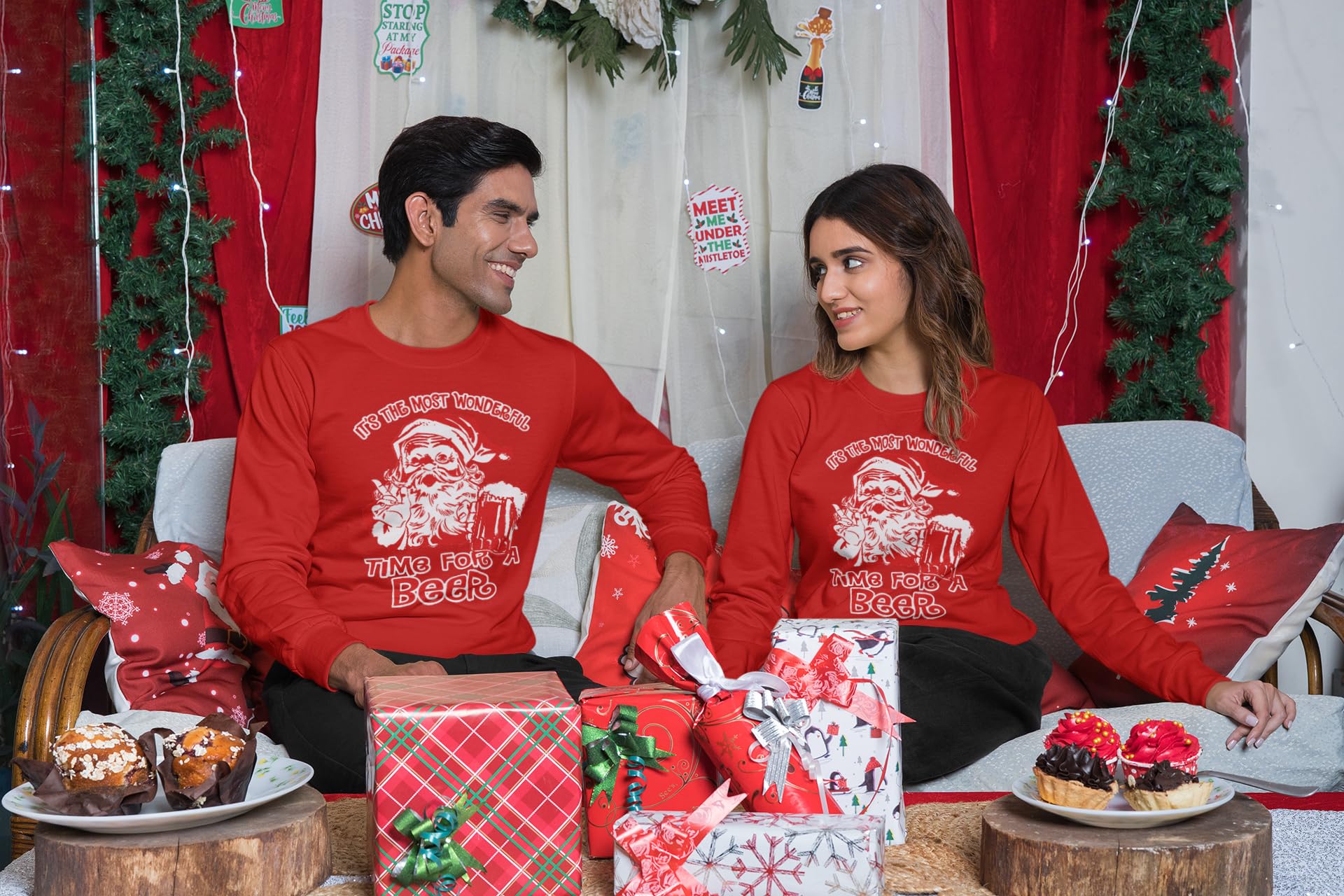 Christmas Beer Crewneck Sweatshirt - Festive Holiday Pullover for Ugly Sweater Parties & Cozy Winter Gatherings