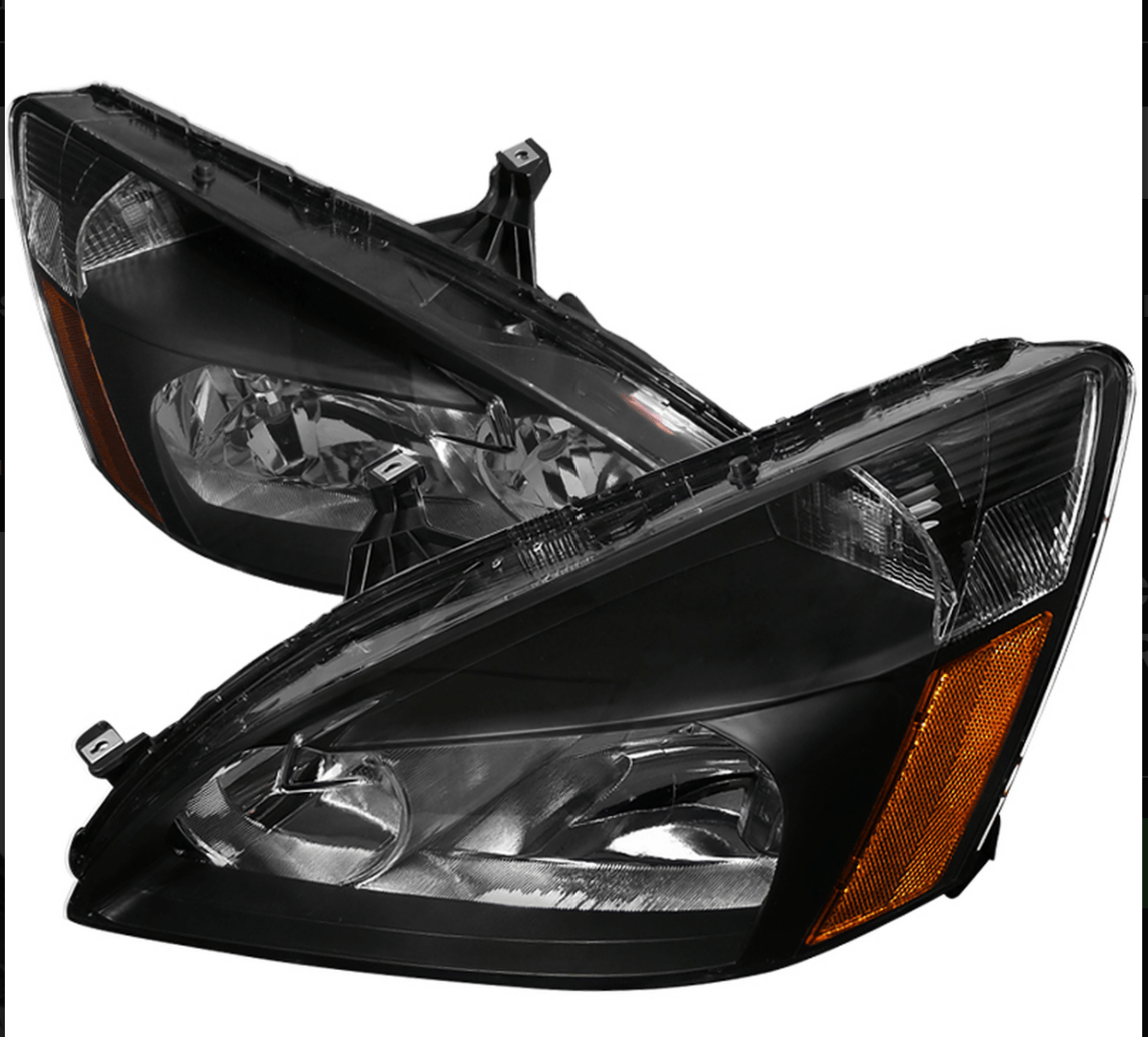 2003-2007 Honda Accord Headlight Assembly - OEM Style Replacement Headlights with Black Housing & Clear Lens - Perfect for Night Driving & Car Restoration Projects