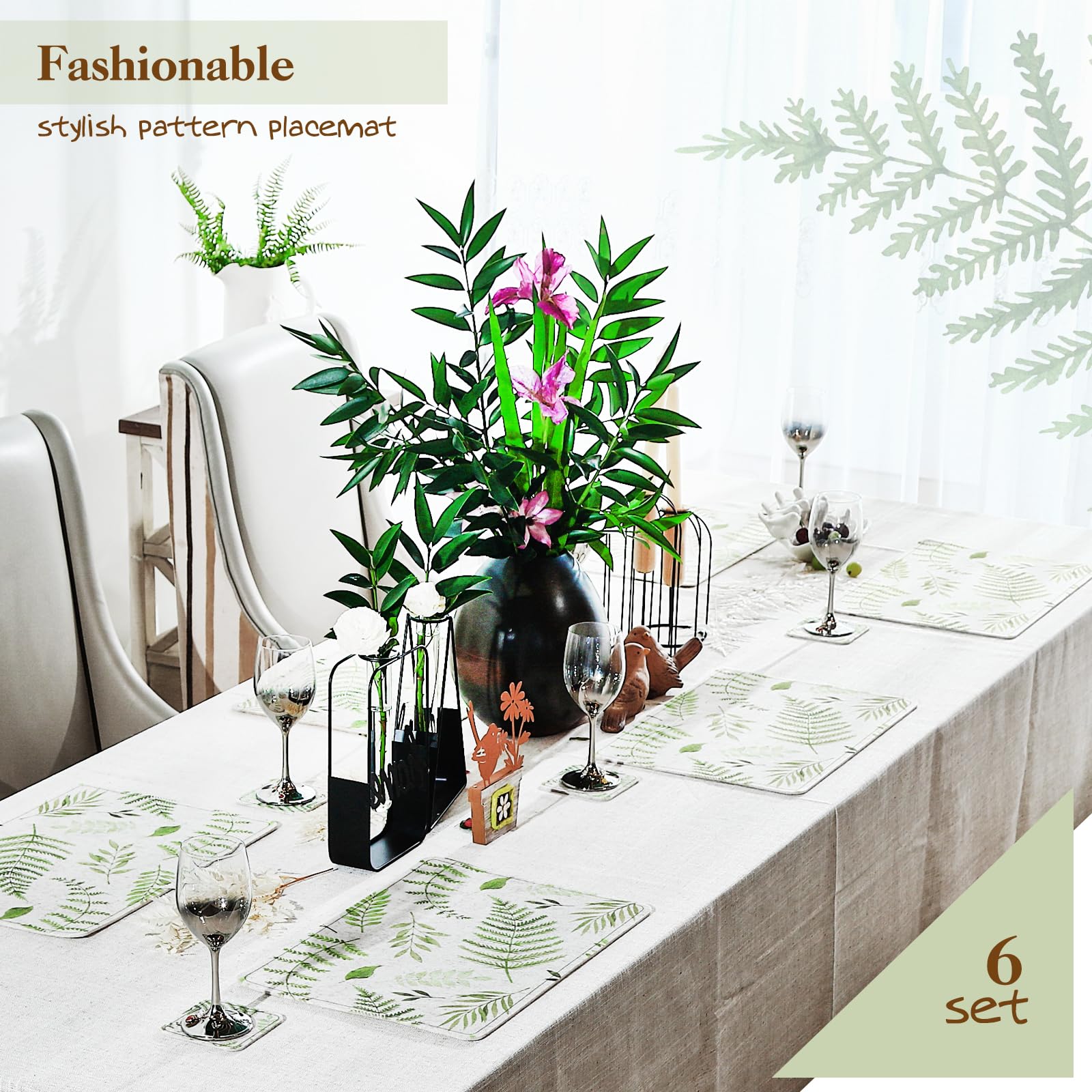 6-Pack Wipeable Heat-Resistant Non-Slip Felt Placemats - 17