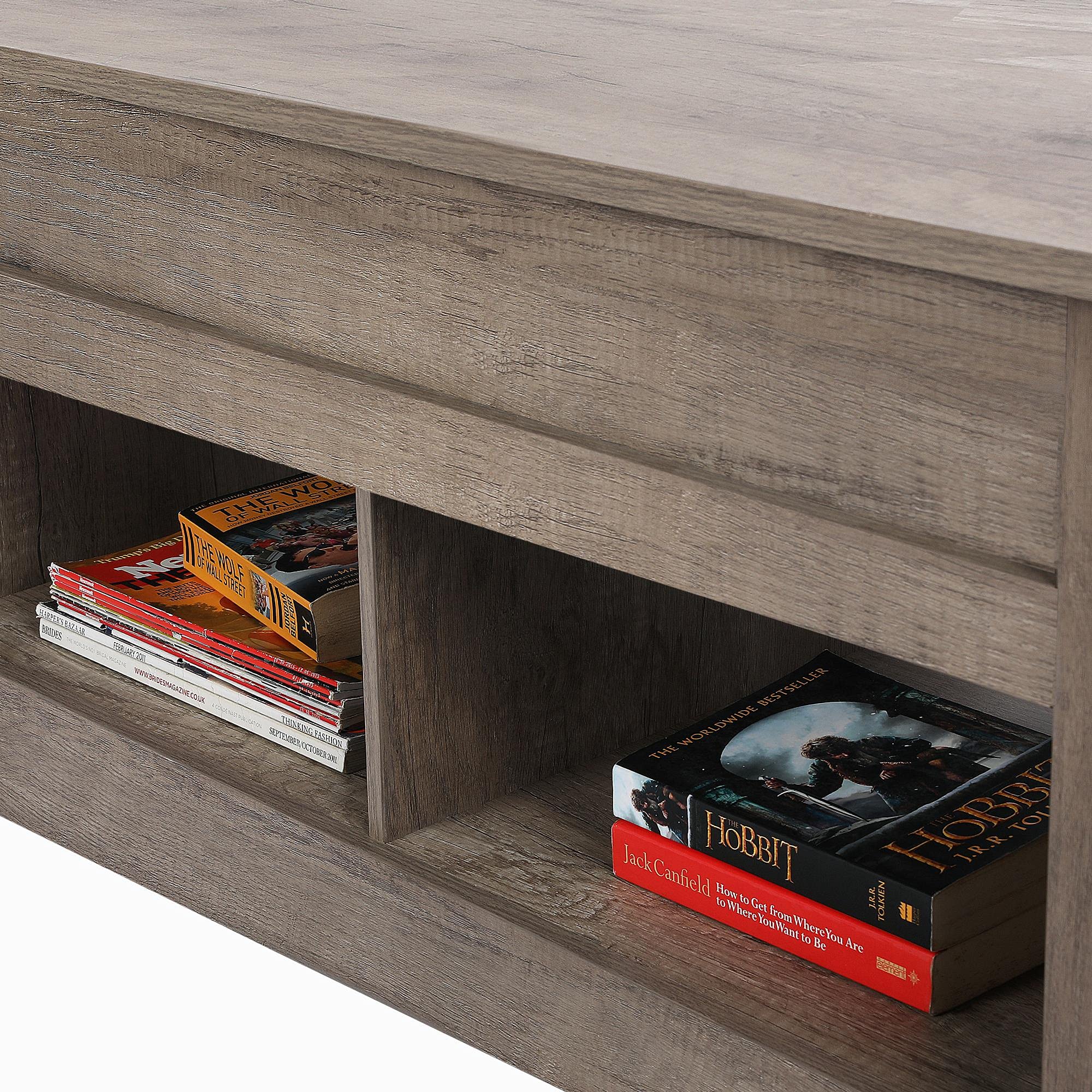 Modern Lift Top Coffee Table with Storage Shelf & Hidden Compartments - Gray Living Room Center Table for Small Spaces, Apartments & Home Decor