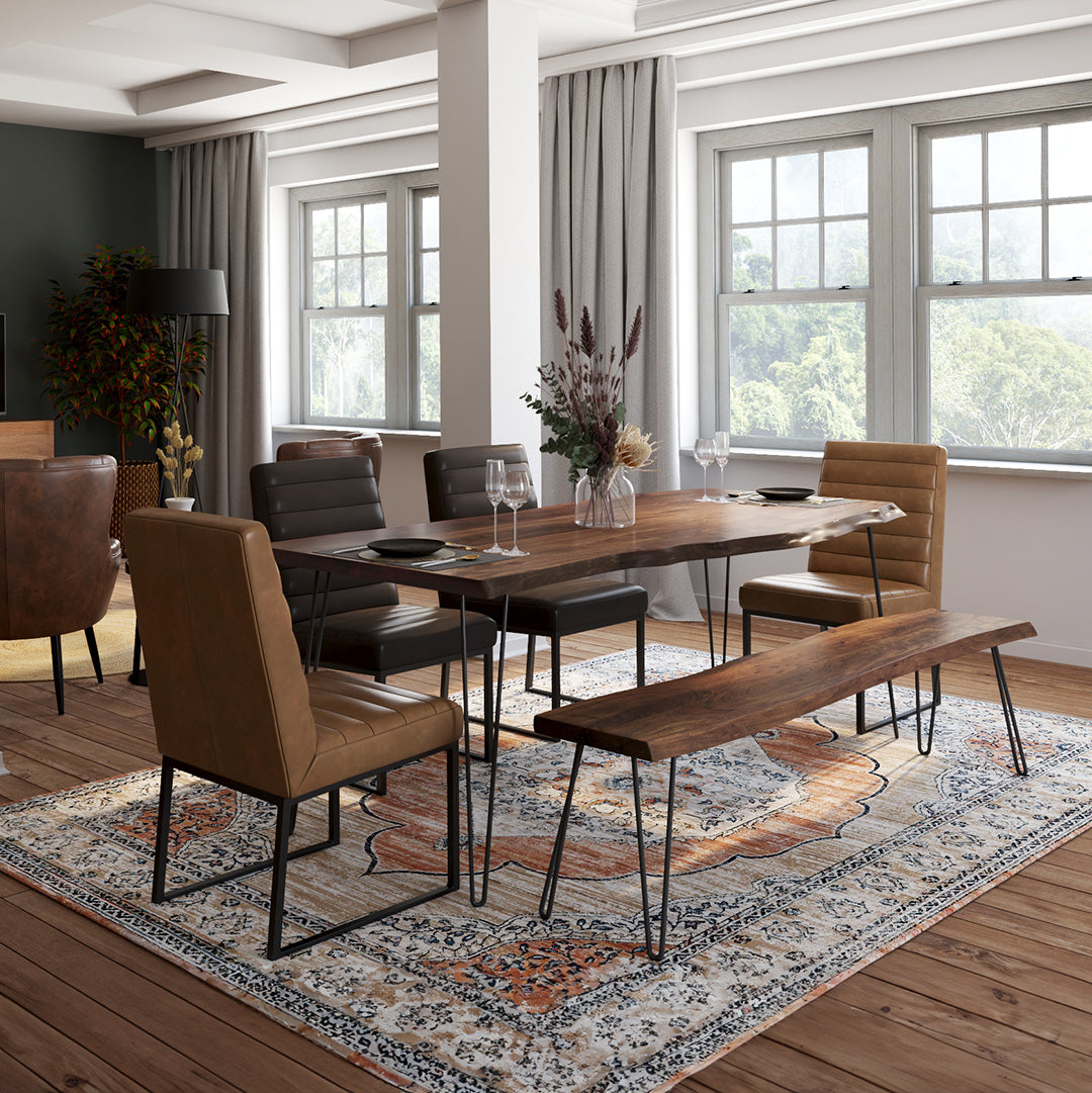 Nature's Edge Solid Wood Dining Table - Rustic Farmhouse Style for Kitchen & Dining Room - Perfect for Family Gatherings & Dinner Parties