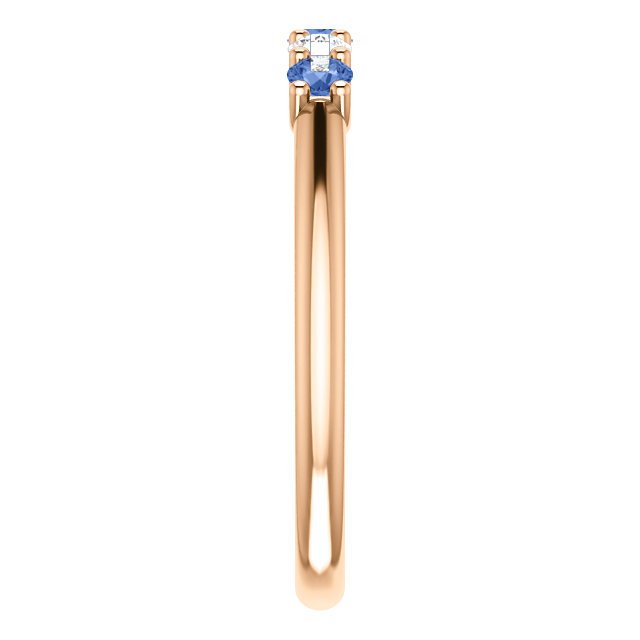 14K Gold Sapphire and Diamond Ring - 0.24 CTW Blue Sapphire & 0.12 CTW Diamond 5-Stone Wedding Band for Women - Perfect for Engagement, Anniversary, and Special Occasions