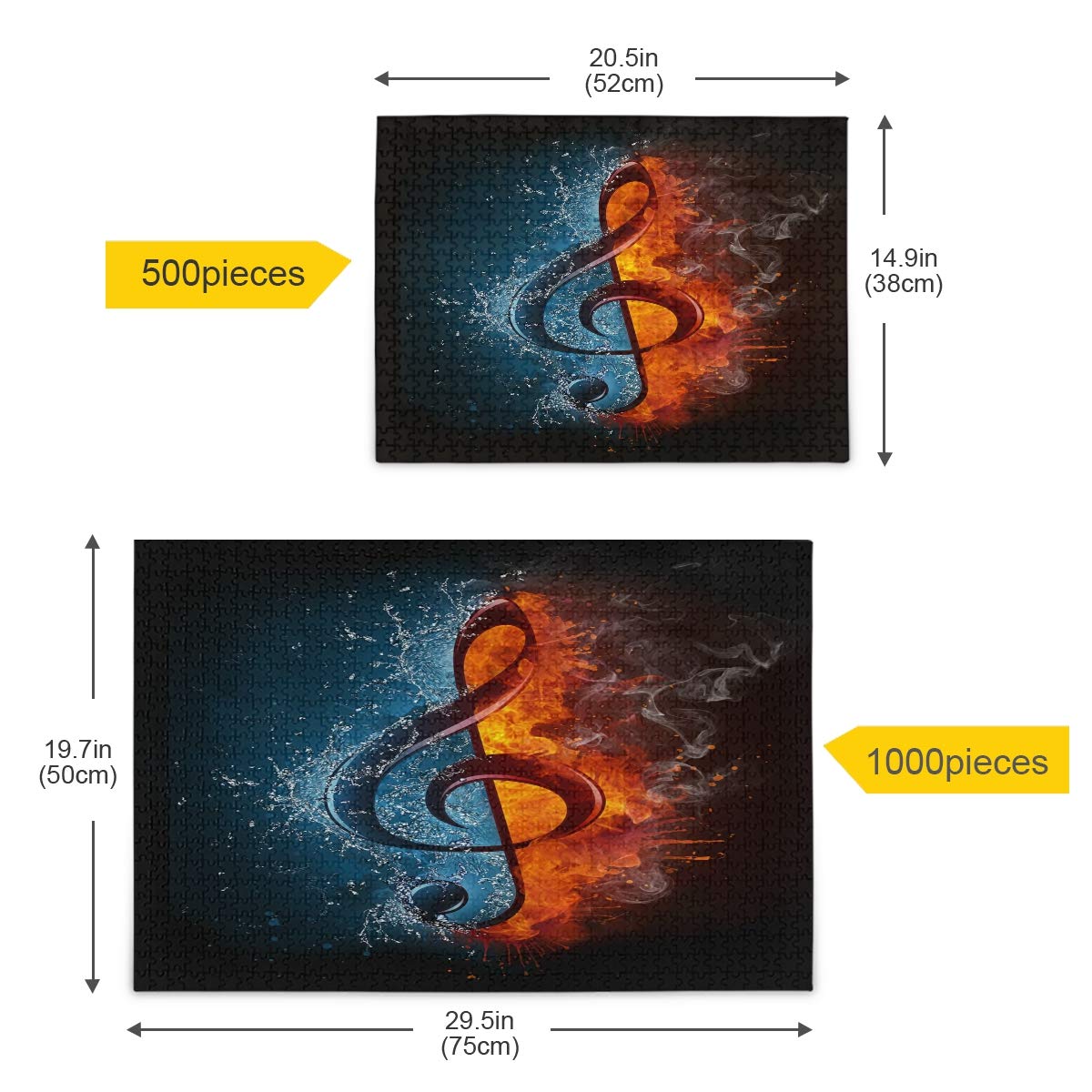 Qilmy 1000 Piece Jigsaw Puzzle - Musical Fire Notes Design, Educational Brain Teaser & Stress Relief Game for Kids & Adults | Perfect for Family Game Night, Classroom Activities & Relaxation Therapy