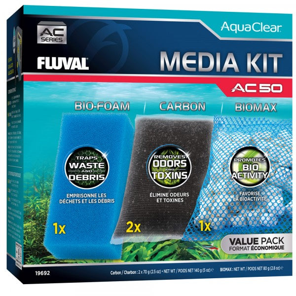 Fluval AquaClear 50 Filter Media Maintenance Kit - Replacement Filter Media for Aquarium Fish Tank - Perfect for Freshwater & Saltwater Aquariums