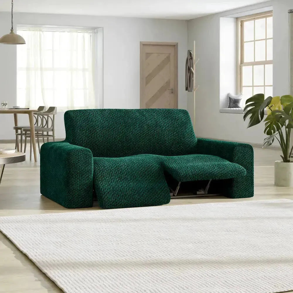 2 Seater Recliner Slipcover - Soft Velvet Stretch Sofa Cover with Elastic Hem, Perfect for Living Room Furniture Protection and Style Upgrade