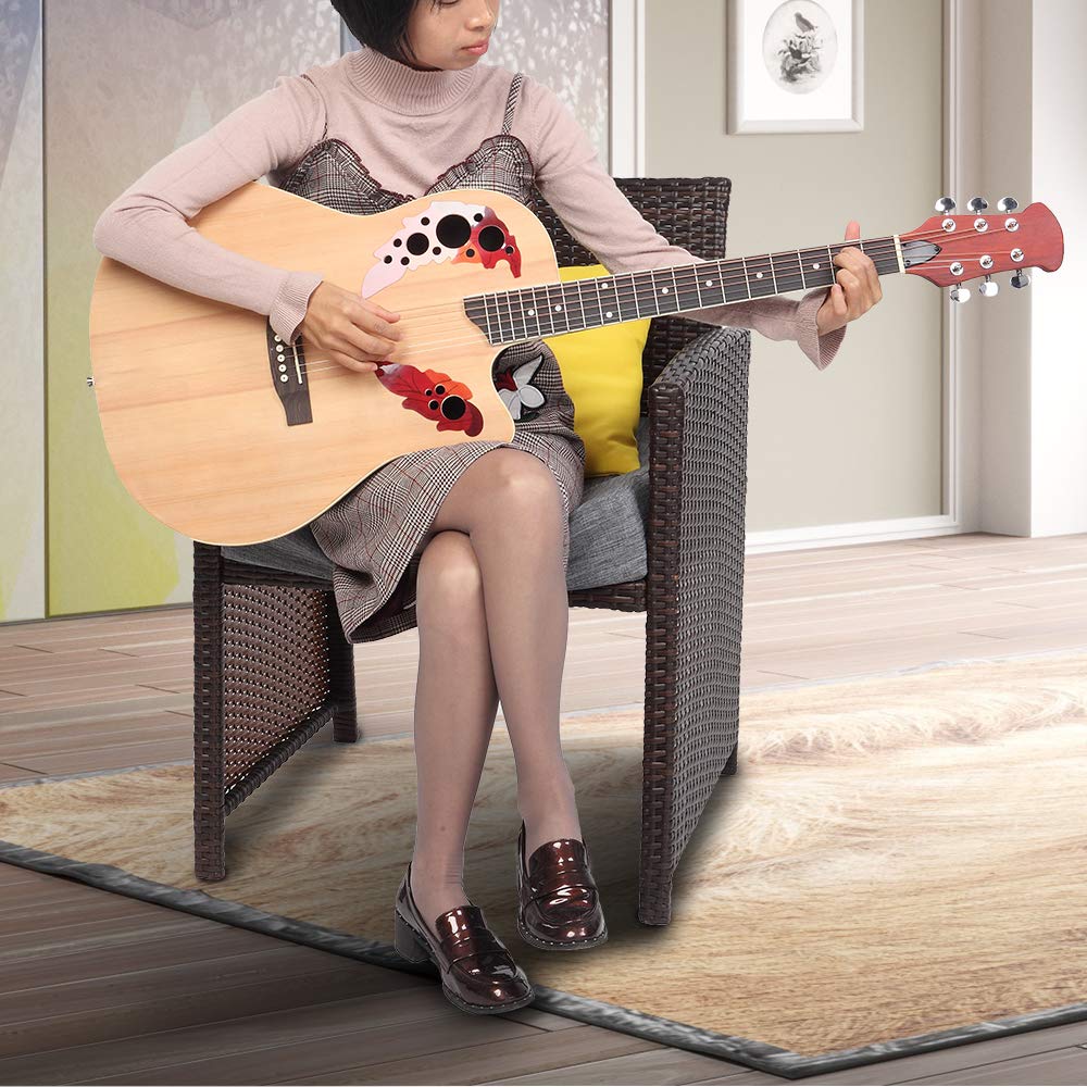 41 Inch Cutaway Round Back Acoustic Guitar with Spruce Top & Grape Soundhole - Perfect for Beginners, Camping, and Live Performances (Burlywood Finish)
