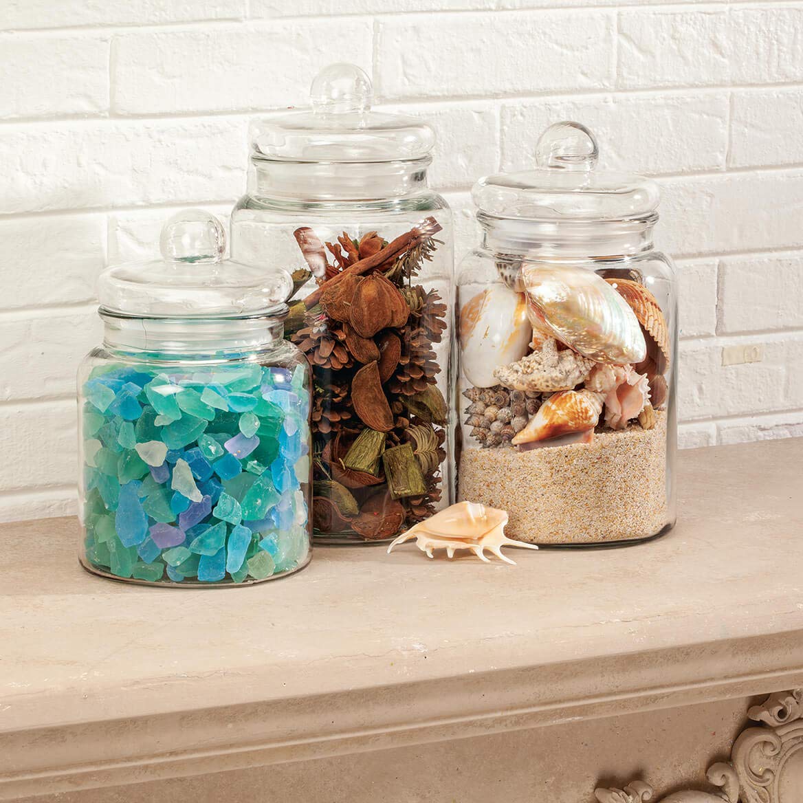 Clear Glass Apothecary Jars with Airtight Lids - Set of 3 Decorative Storage Canisters for Kitchen, Bathroom & Office Organization - Perfect for Spices, Cotton Balls, Candies & Home Decor