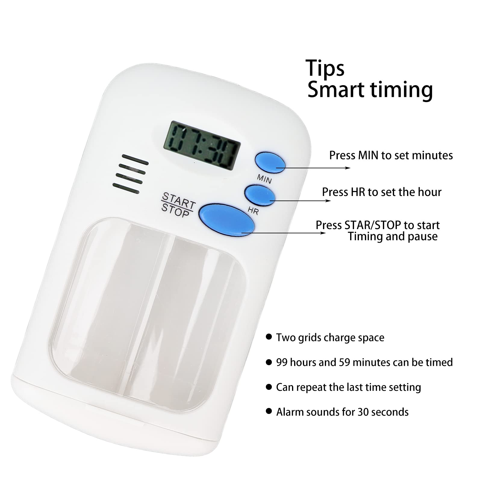 LIZEALUCKY 2-Grid Automatic Pill Dispenser with Alarm - Portable Pill Organizer & Medication Reminder for Daily Use - Easy Setup for Travel, Home, and Elderly Care