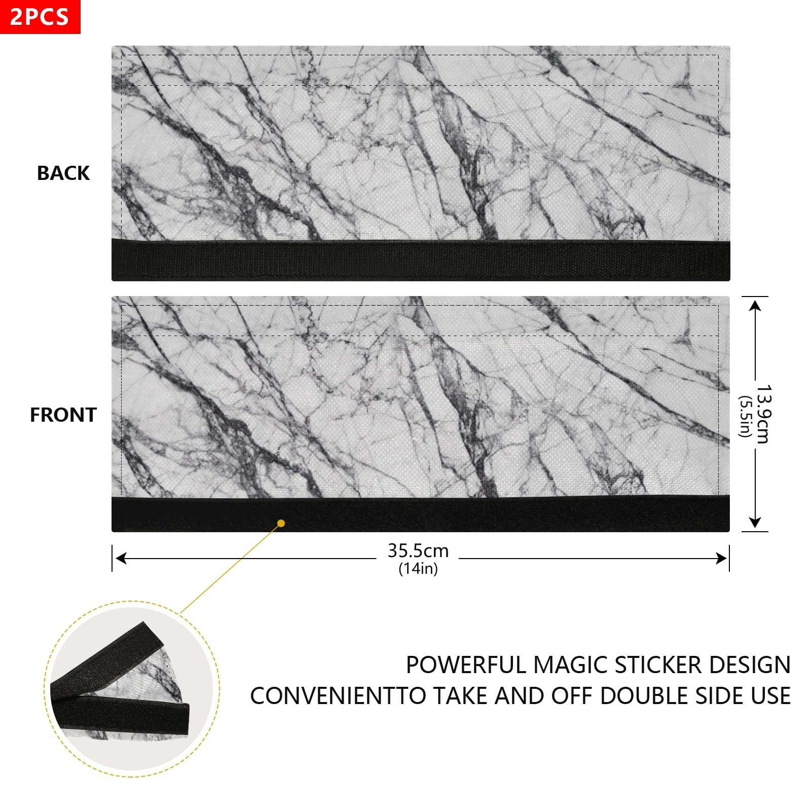 Premium Marble Refrigerator Handle Covers Set of 2 - Elegant White & Gray Kitchen Appliance Protectors for Fridge, Microwave, Oven & Dishwasher | Durable & Stylish Home Decor for Modern Kitchens | Perfect for Home Renovation & Gift Giving