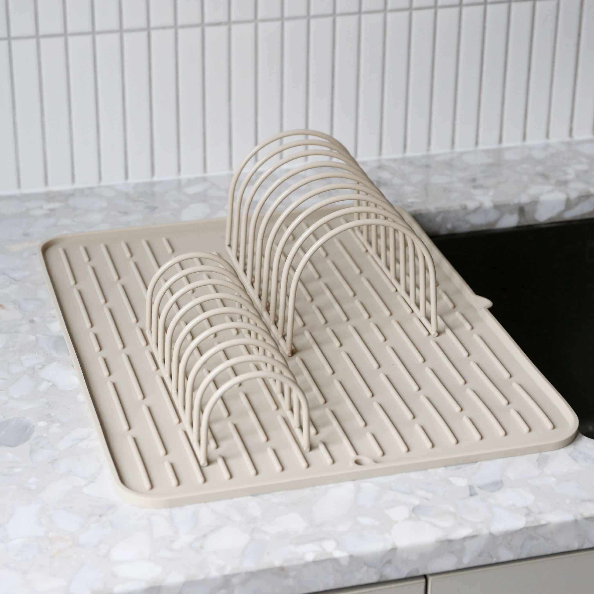 Premium Dish Drainer Set of 2 - Space-Saving Kitchen Organizer with Sand Color Design | Perfect for Countertop Drying Racks, Dish Rack for Sink, and Kitchen Utensil Storage