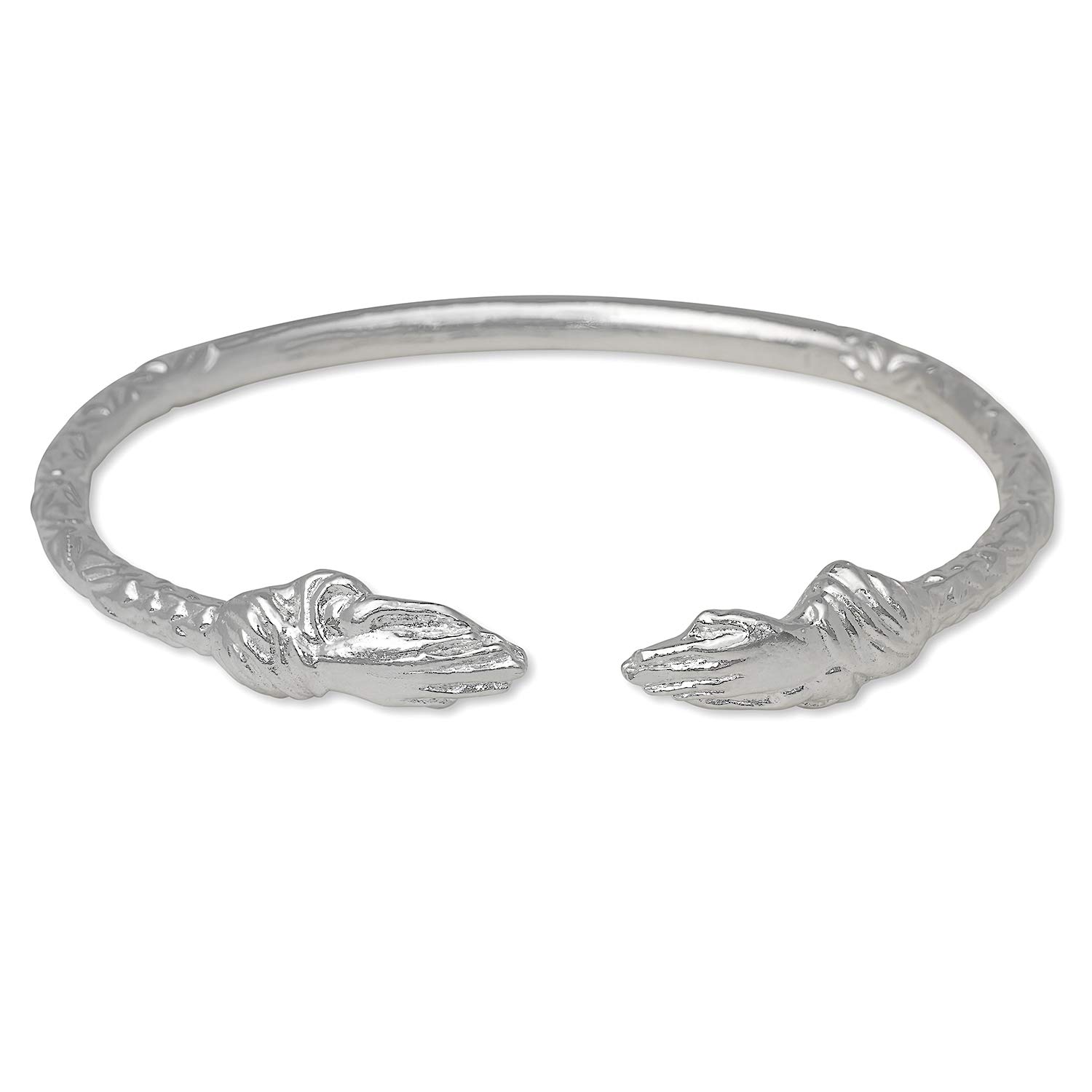 Praying Hands West Indian Bangle - .925 Sterling Silver Bracelet for Women | Religious Jewelry Gift for Baptism, Wedding & Spiritual Occasions