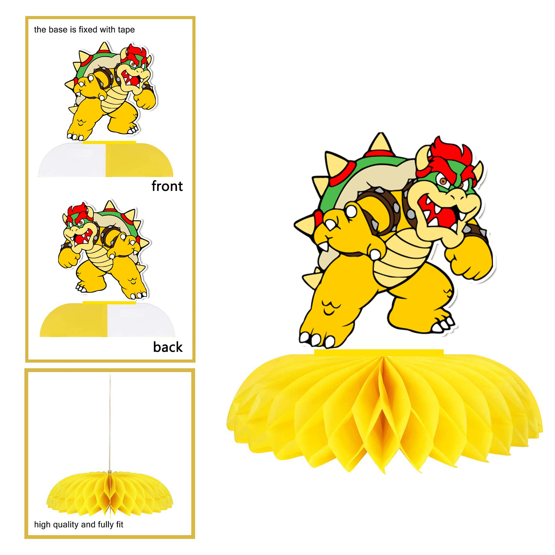 Super Mario Birthday Party Decorations - 7Pcs Double Sided Honeycomb Centerpieces for Mario Themed Party Supplies | Perfect for Kids Birthday, Game Night Decorations & Nintendo Themed Events