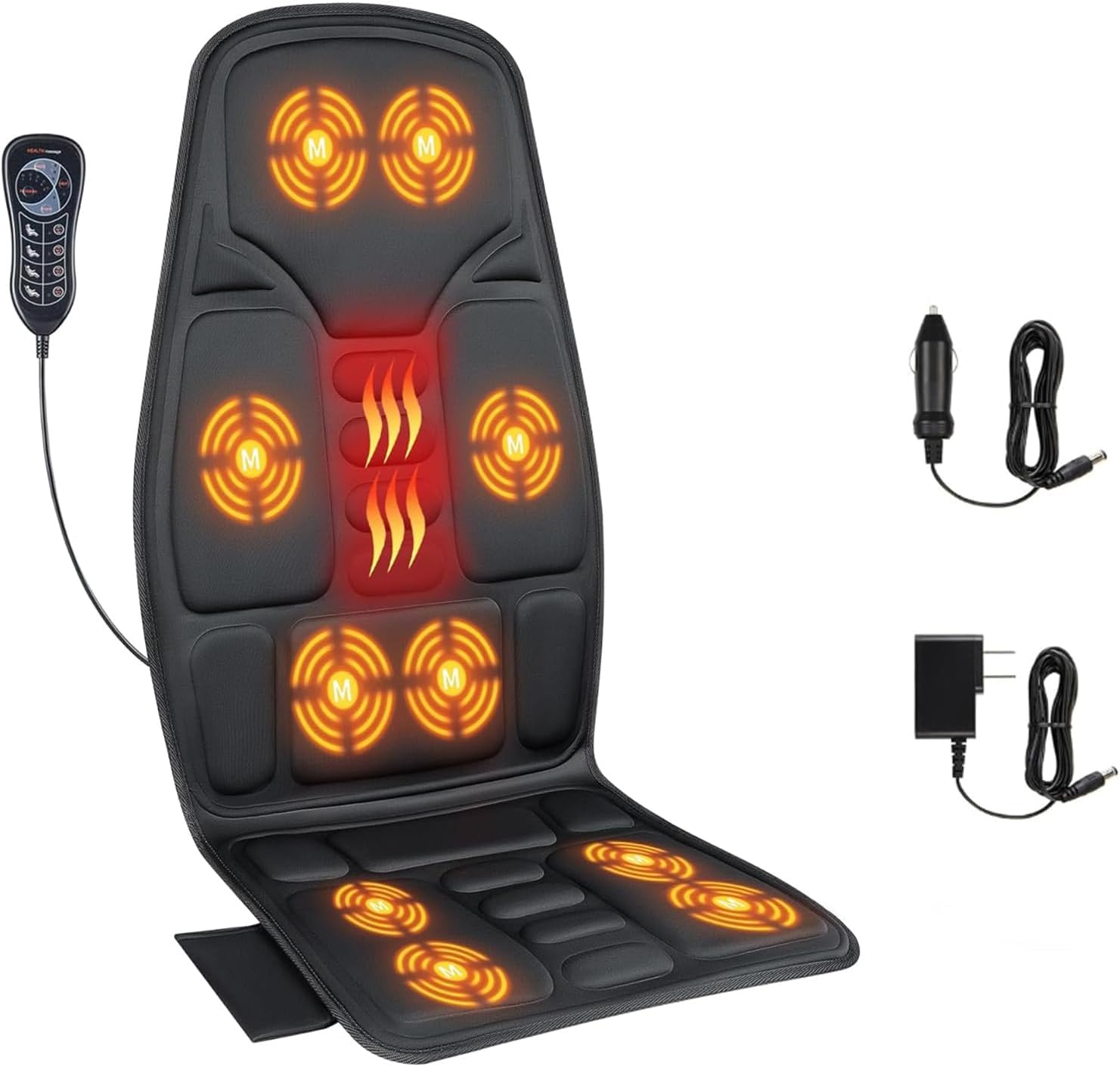 Deep Tissue Massage Cushion with Heat - 10 Vibration Motors for Back Pain Relief, Shiatsu Massager Seat Cushion for Office Chair, Car, Home Use - Perfect for Stress Relief & Muscle Relaxation
