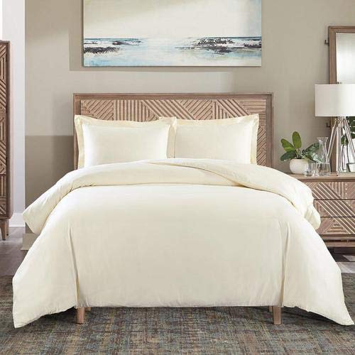 Luxury King Size Duvet Cover Set - 650 Thread Count, Easy Care, Ivory - Perfect for Master Bedroom & Guest Room Decor