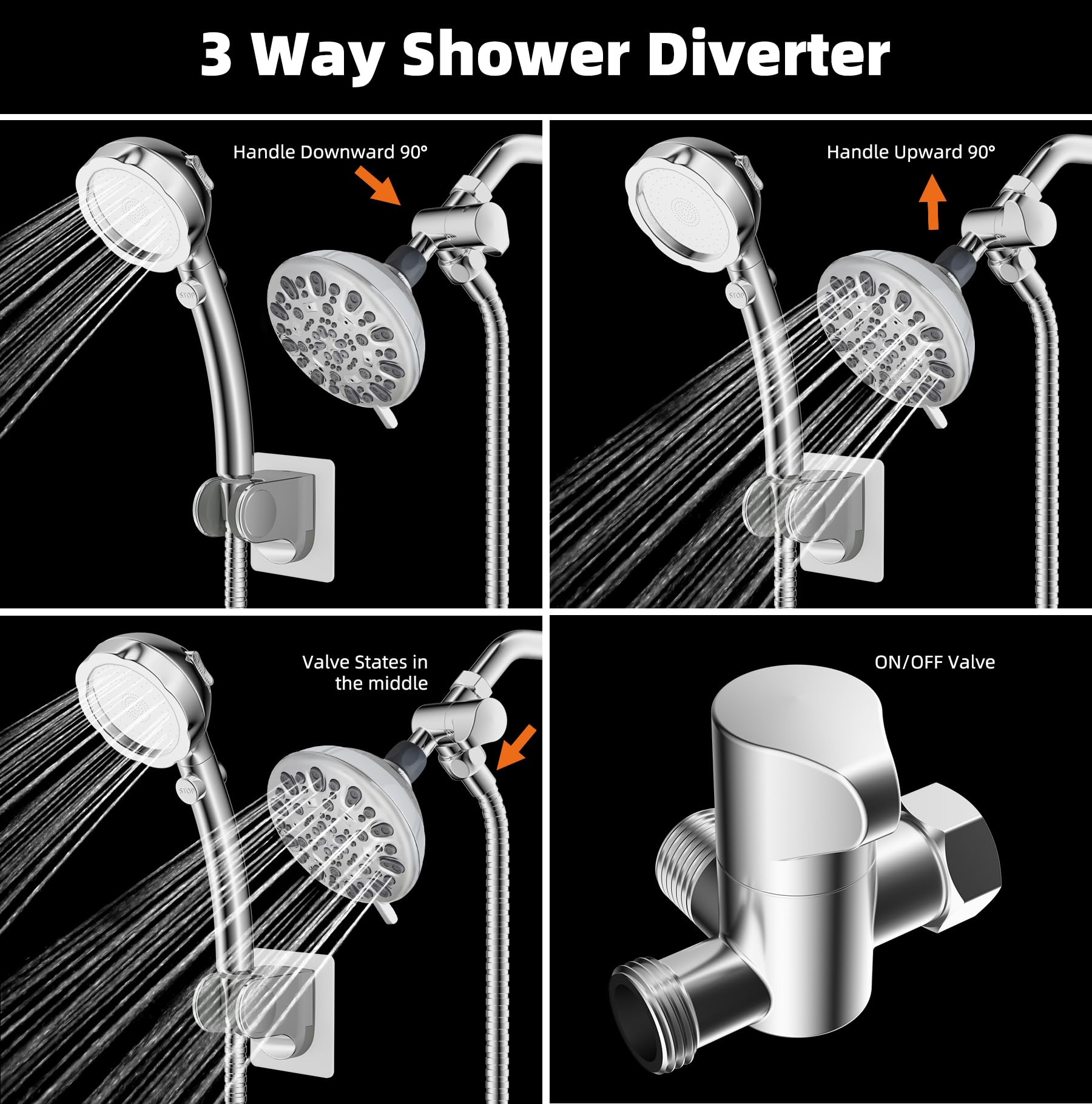 Hibbent Pet Bath Sprayer Kit - 119 Inch Hose, Brass Shower Diverter Valve & Handheld Shower Head for Dog Washing & Bathroom Cleaning | Perfect for Home Pet Grooming, Outdoor Dog Bathing & Household Cleaning
