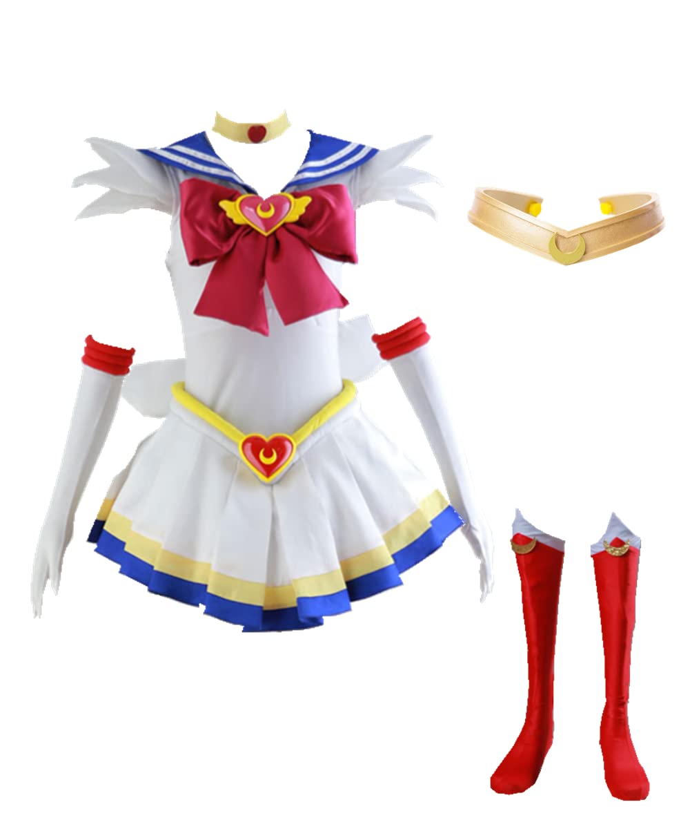 **Anime Sailor Moon Tsukino Usagi SuperS Cosplay Costume - White Dress Suit for Women | Halloween, Cosplay, Anime Conventions & Themed Parties**