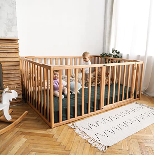 Montessori Toddler Floor Bed Frame for Boys & Girls - Twin, Full, Queen, King Size - Safe & Sturdy Wooden Kids Bed - Perfect for Montessori Bedrooms, Daycare, or Playrooms