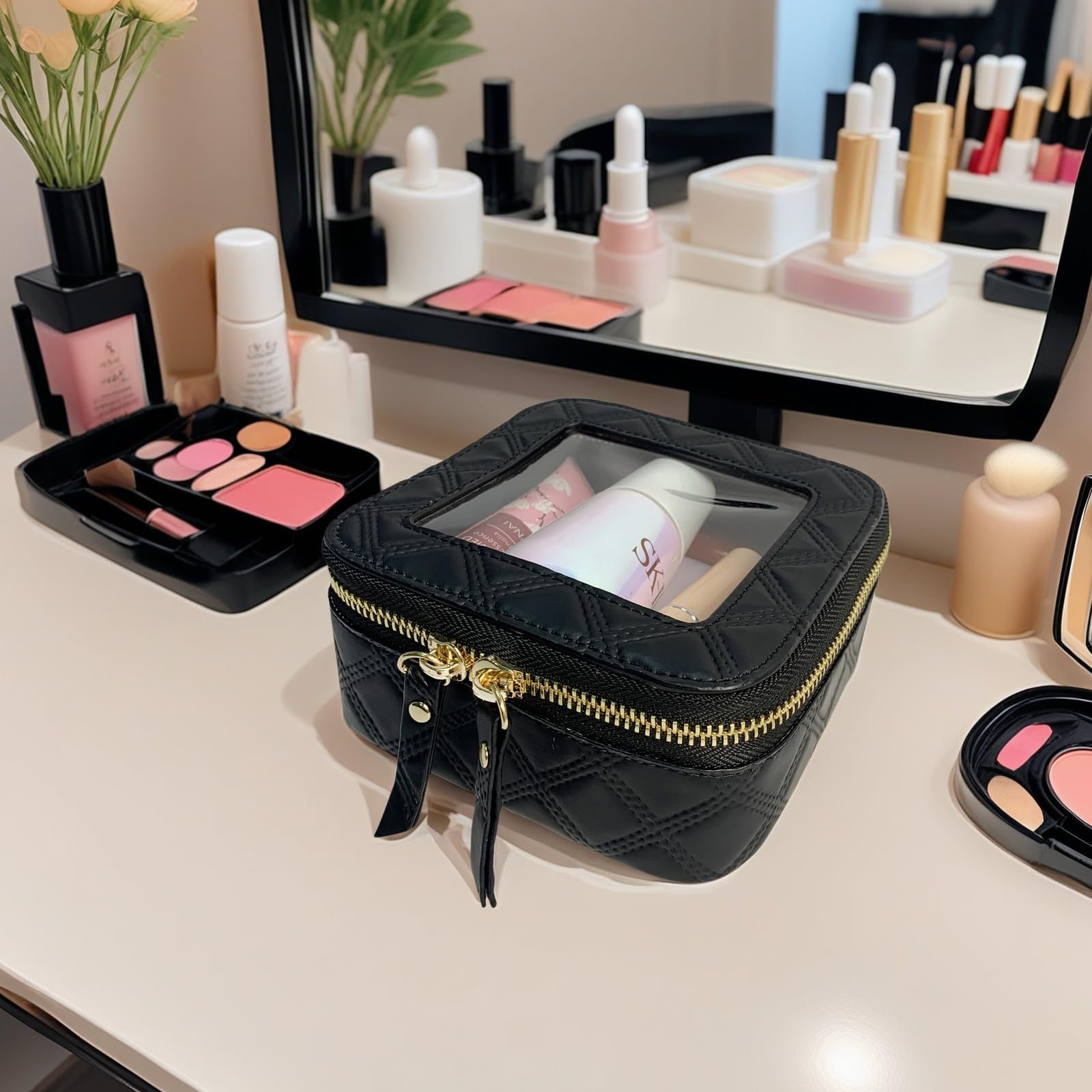 Waterproof Clear Makeup Bag for Women - Travel Toiletry Organizer with Zipper - Perfect for Skincare & Cosmetics Storage