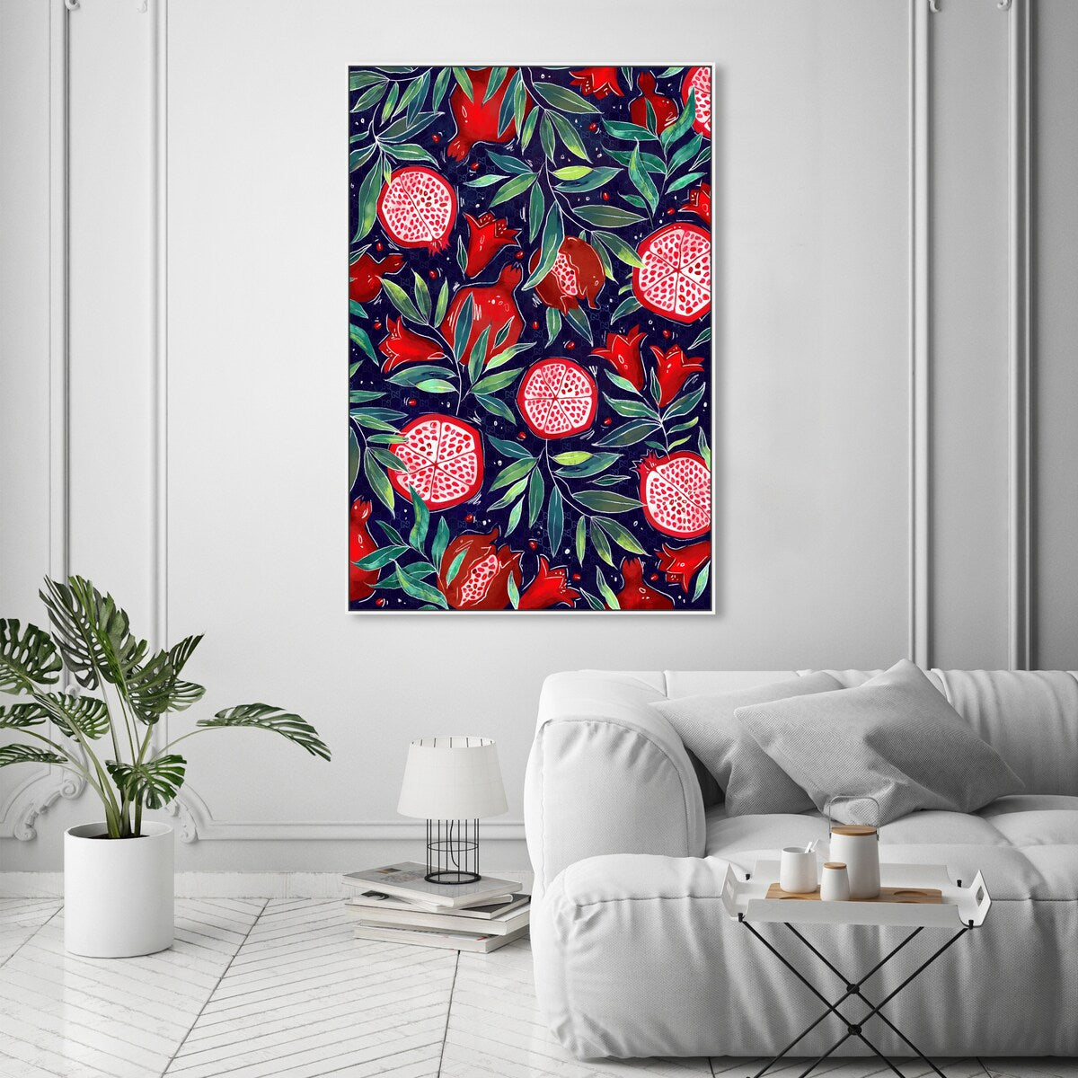Blooming Tropical Flowers Framed Canvas Wall Art - White Cabin & Lodge Decor for Kitchen, Living Room, Bedroom | Nature Inspired Floral Print for Home & Office