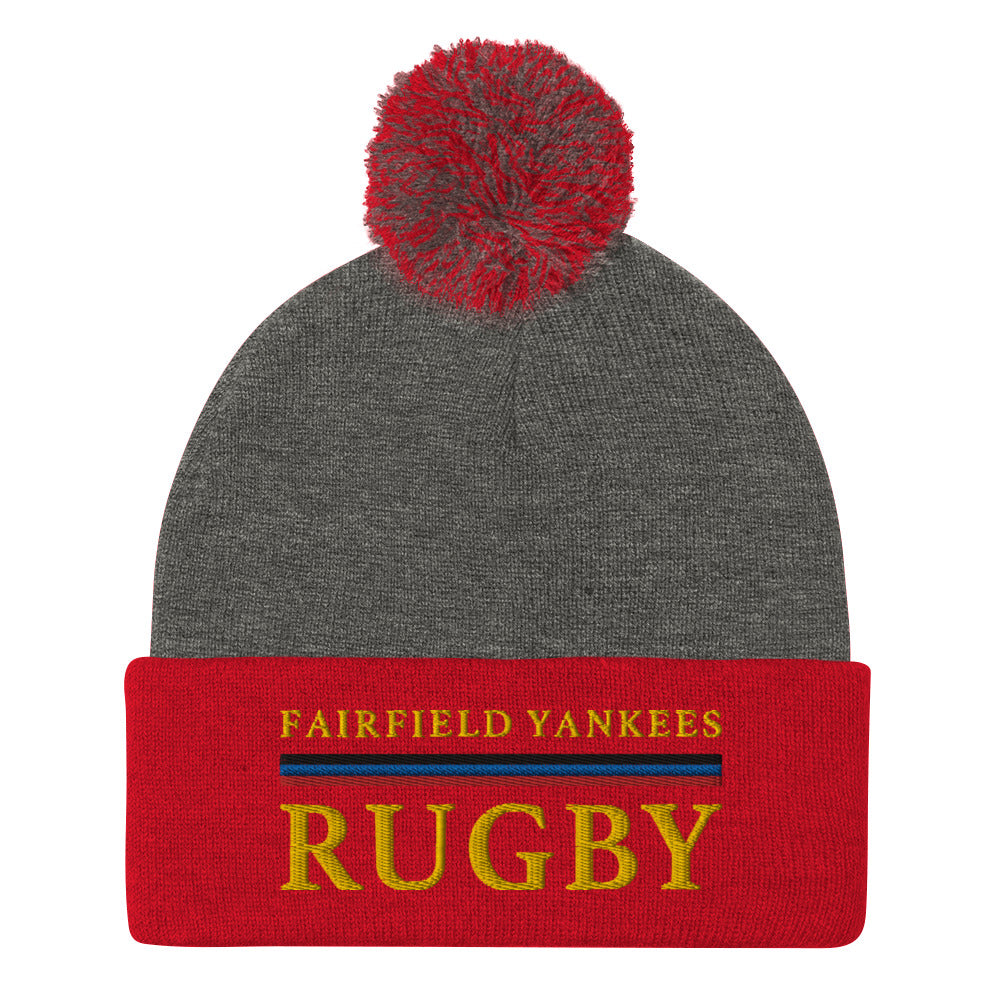 Fairfield Yankees RFC Pom Beanie - Winter Knit Hat for Men & Women - Cozy & Warm Team Logo Beanie for Football Fans - Perfect for Cold Weather, Outdoor Sports & Game Day