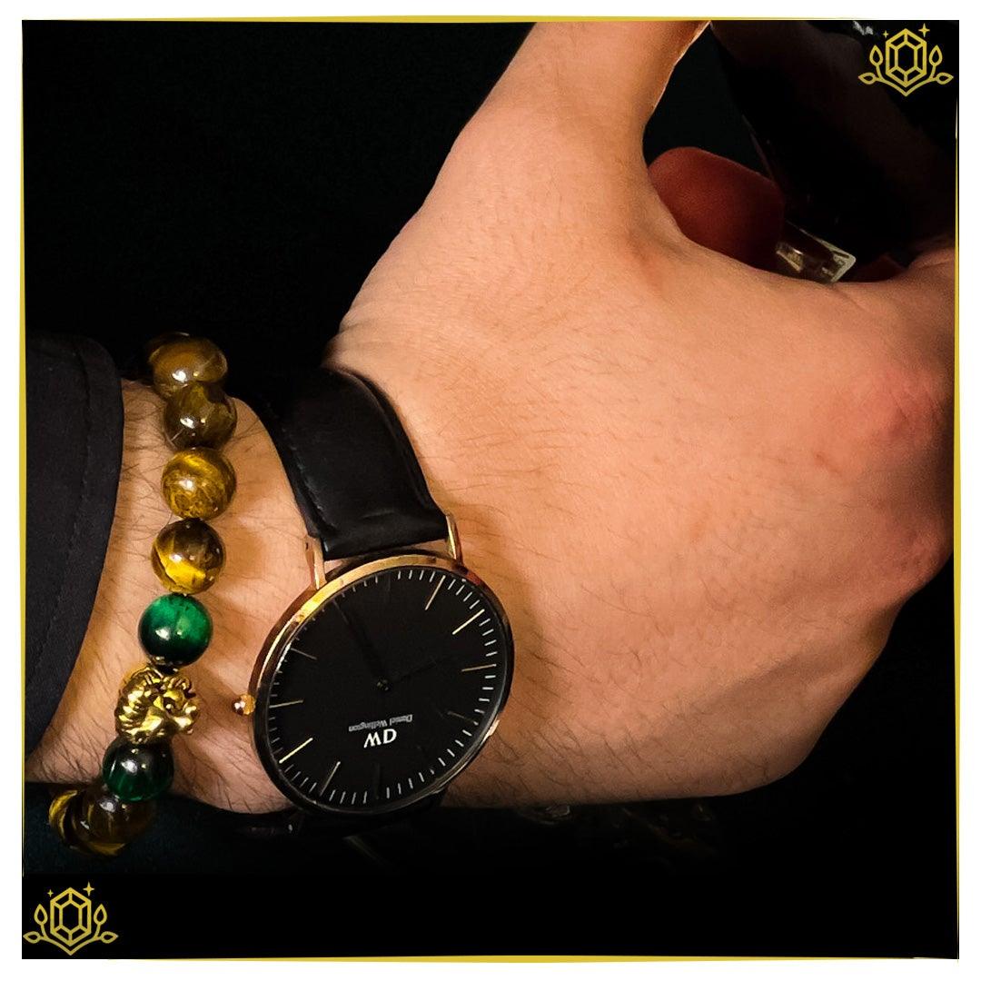 Romali Natural Gold & Green Tiger's Eye Beaded Bracelet for Women - Healing Crystal Jewelry for Protection, Confidence & Good Luck - Perfect for Meditation, Yoga & Spiritual Gifts