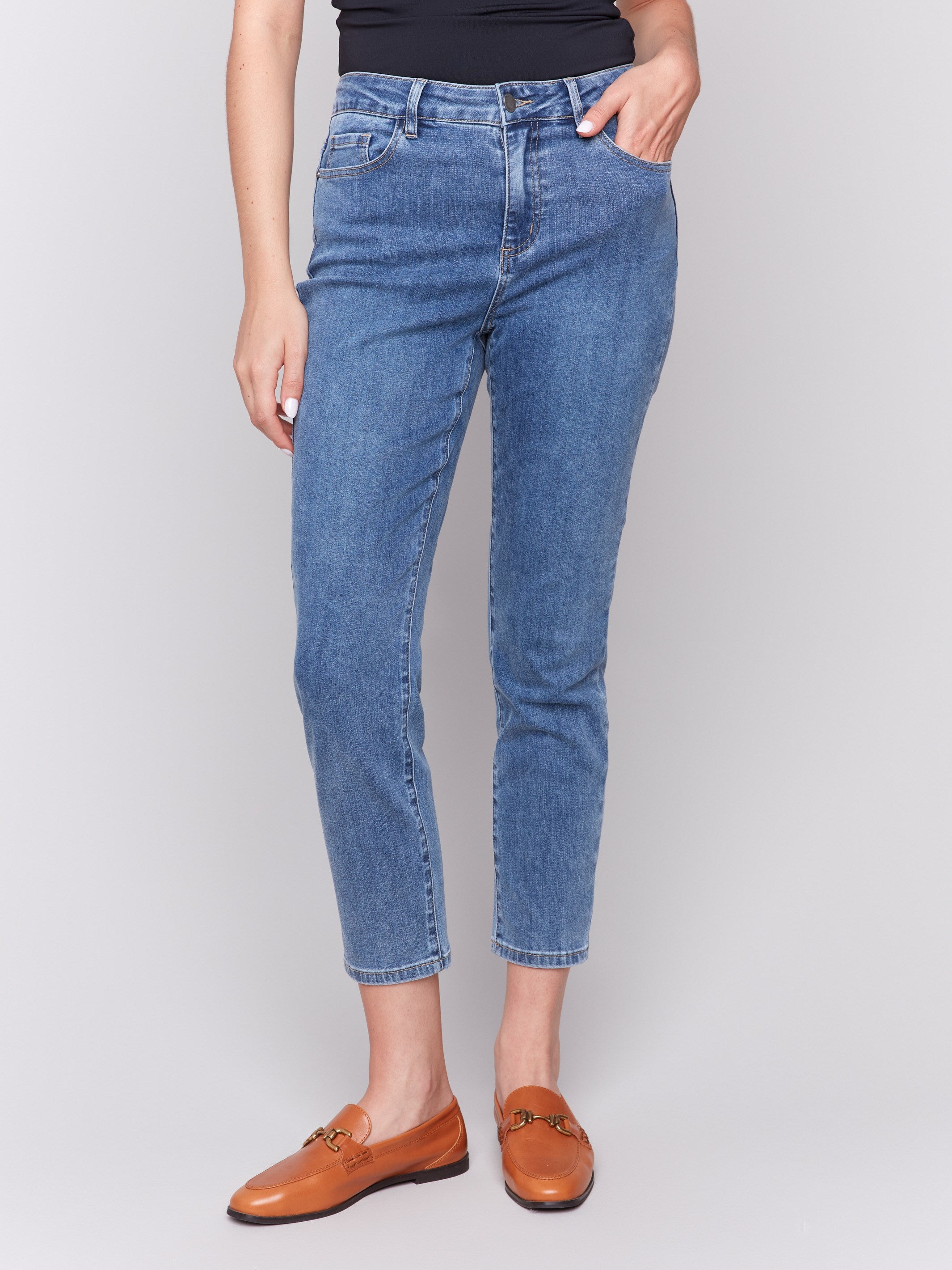 Claudia Slim Leg Jeans for Women - Medium Blue Denim Stretch Skinny Jeans - Perfect for Casual Wear, Office & Night Out