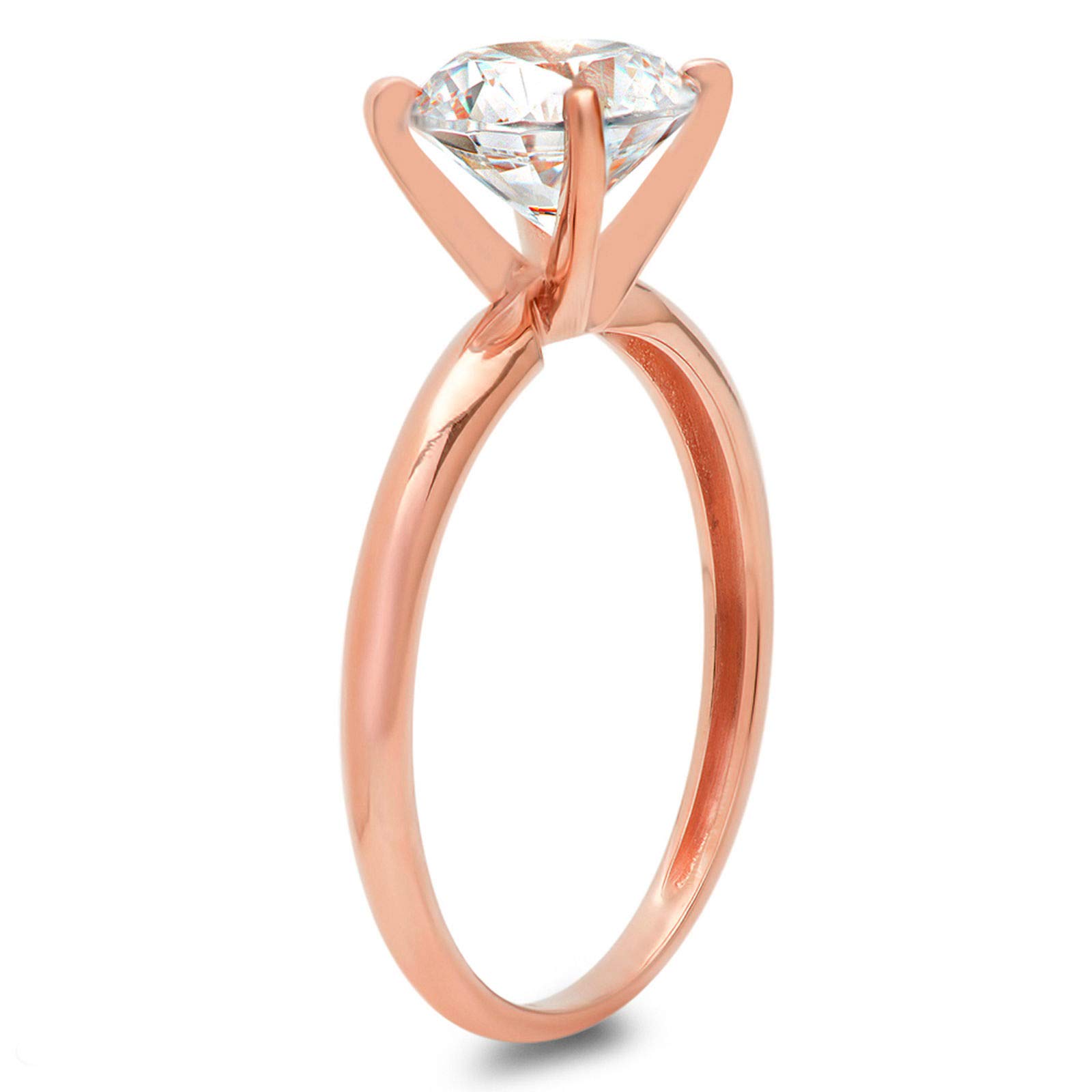 2.5 Carat Brilliant Round Cut Clear Simulated Diamond 14K Rose Gold Solitaire Ring for Engagement, Promise, Bridal & Anniversary - Perfect for Proposals, Weddings & Special Occasions